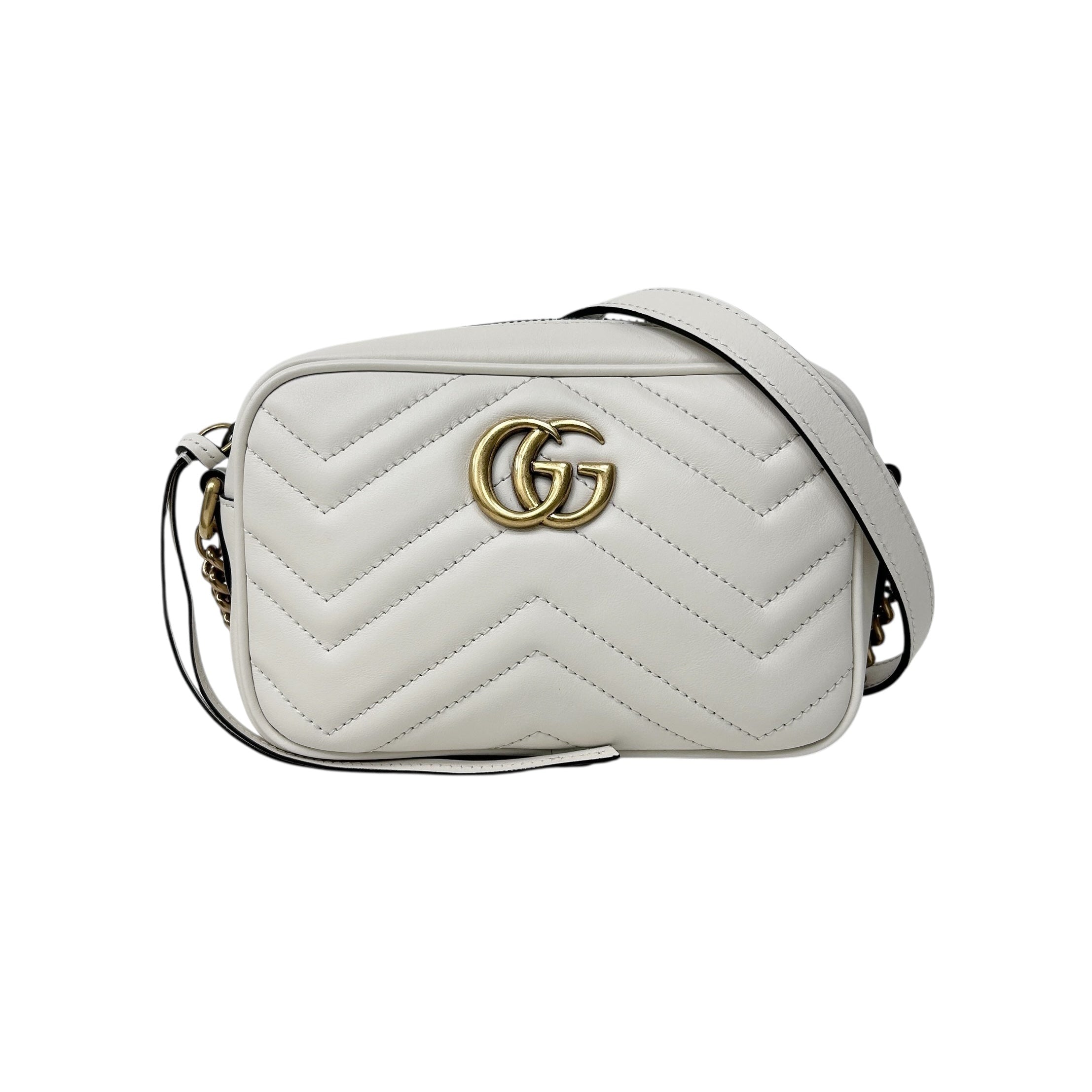 Off-White Quilted Leather Marmont Mini Camera Bag w/GHW