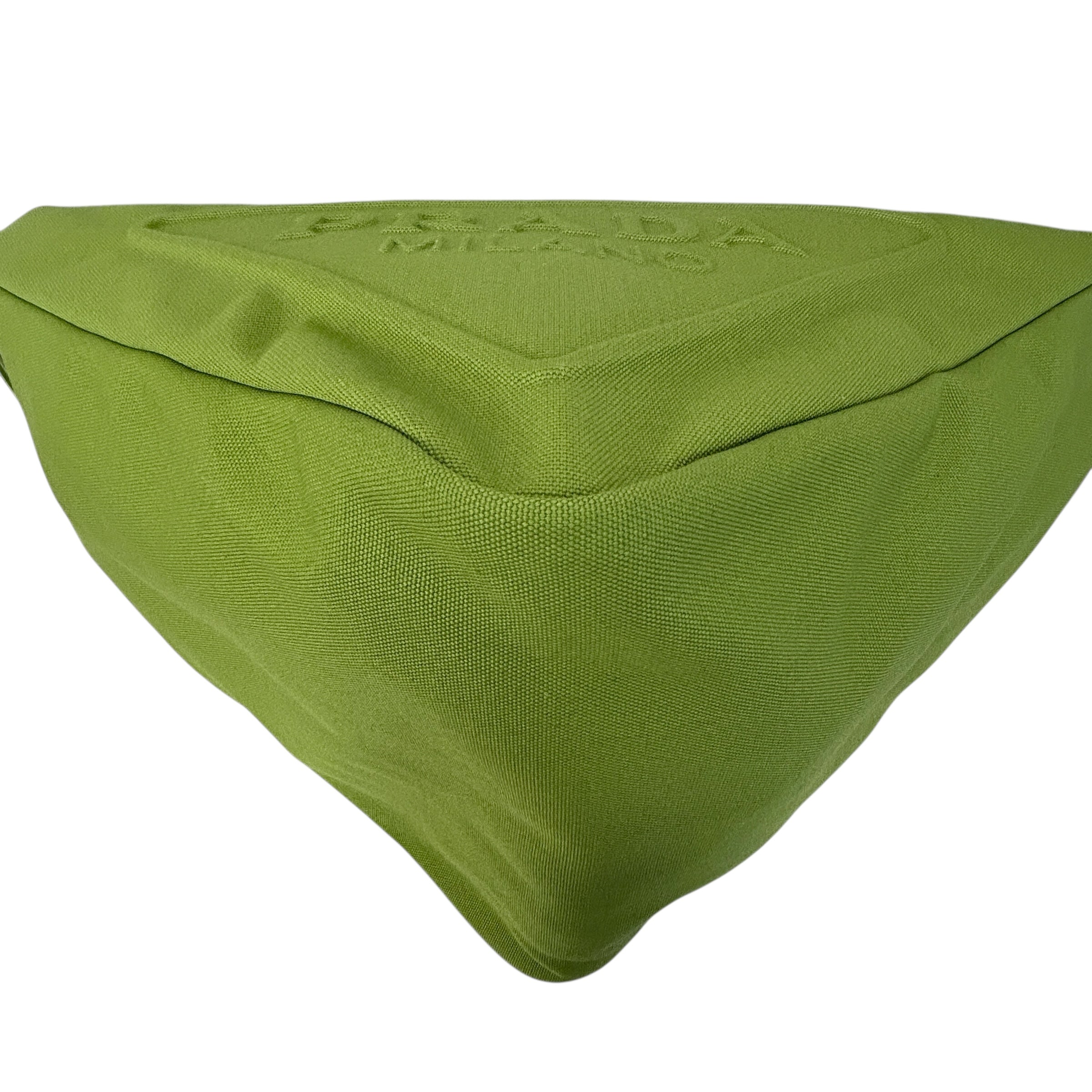 Green Canvas Triangle Logo Embossed Crossbody Bag w/SHW