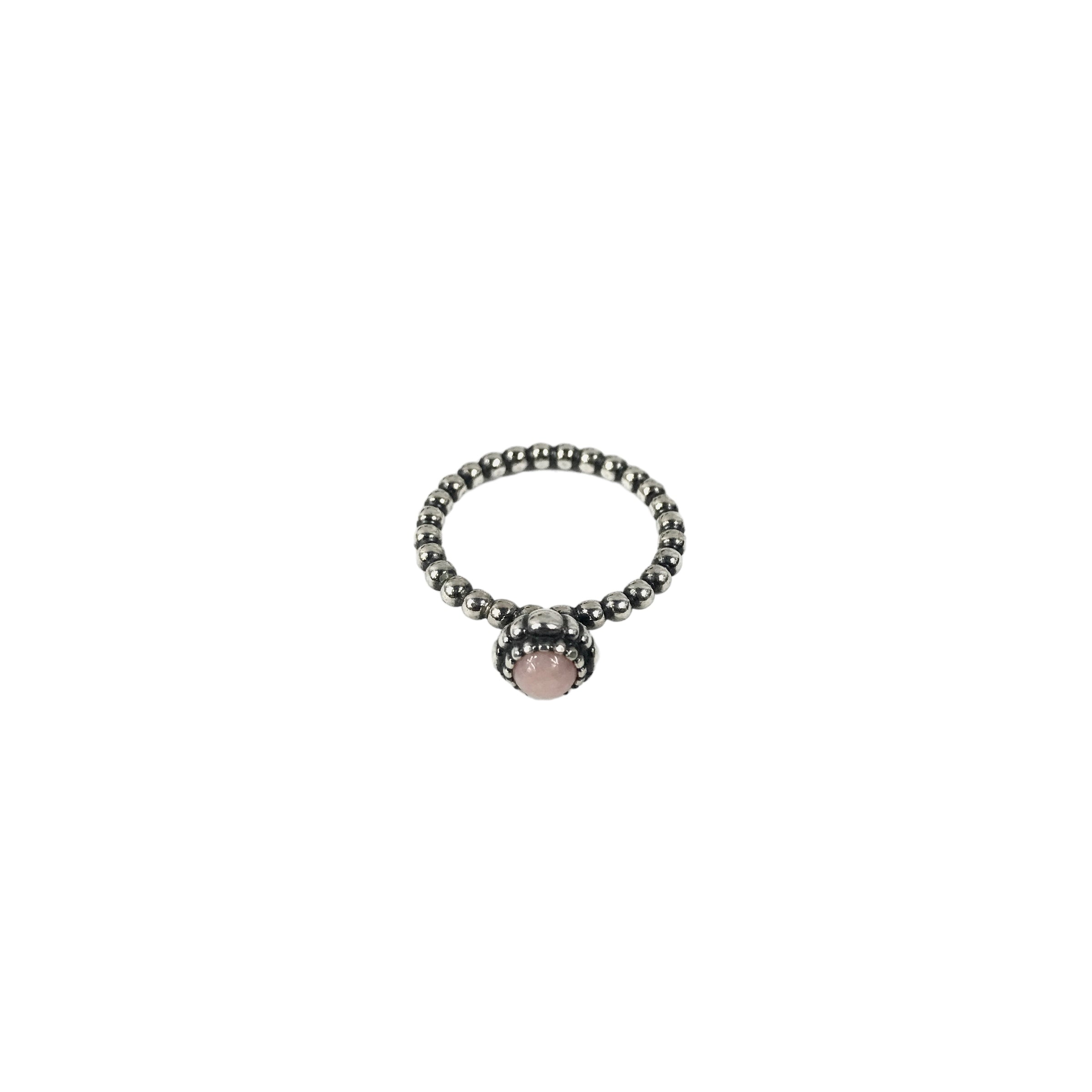 PANDORA Sterling Silver Pink Opal Bloom Bubble Ring