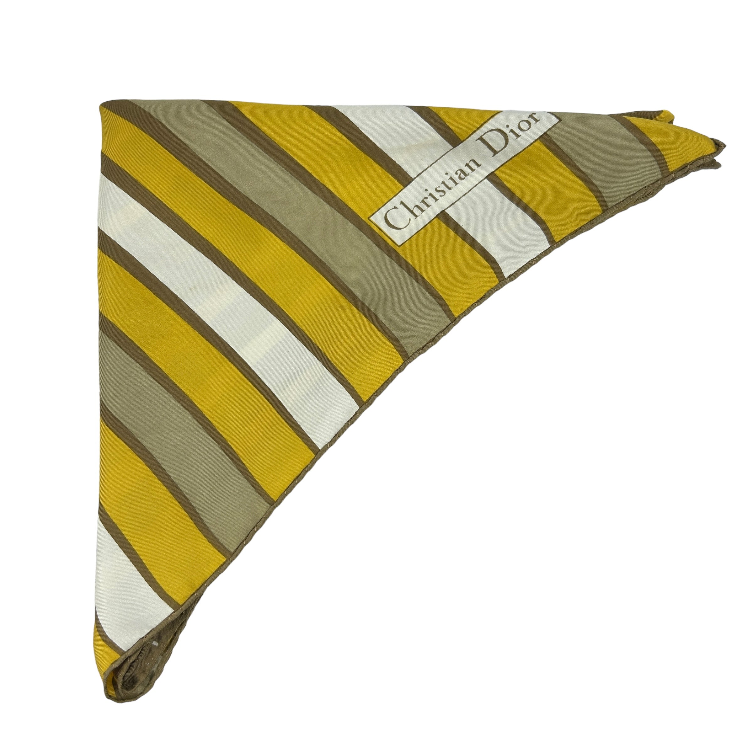 Yellow/Beige/White Stripped Silk Square Scarf