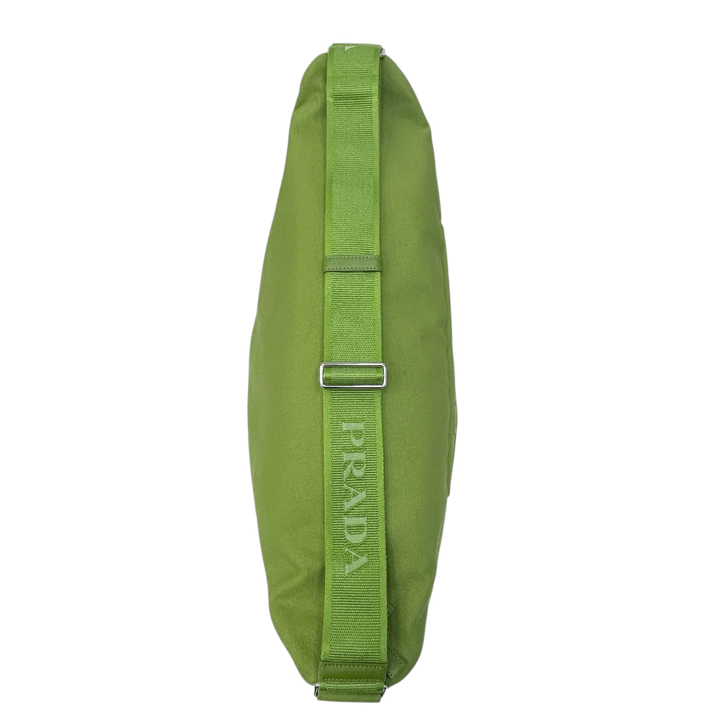 Green Canvas Triangle Logo Embossed Crossbody Bag w/SHW