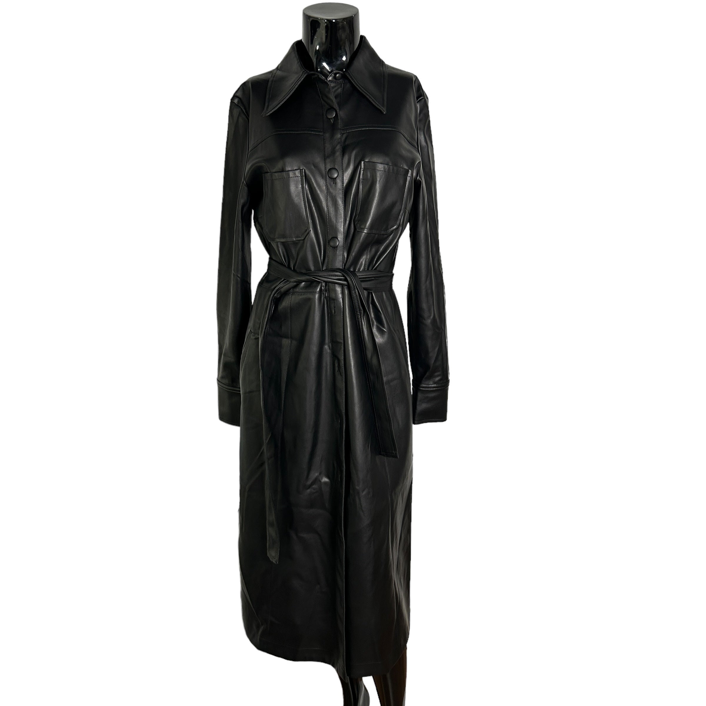 Black Polyurethane Long Sleeve Dress