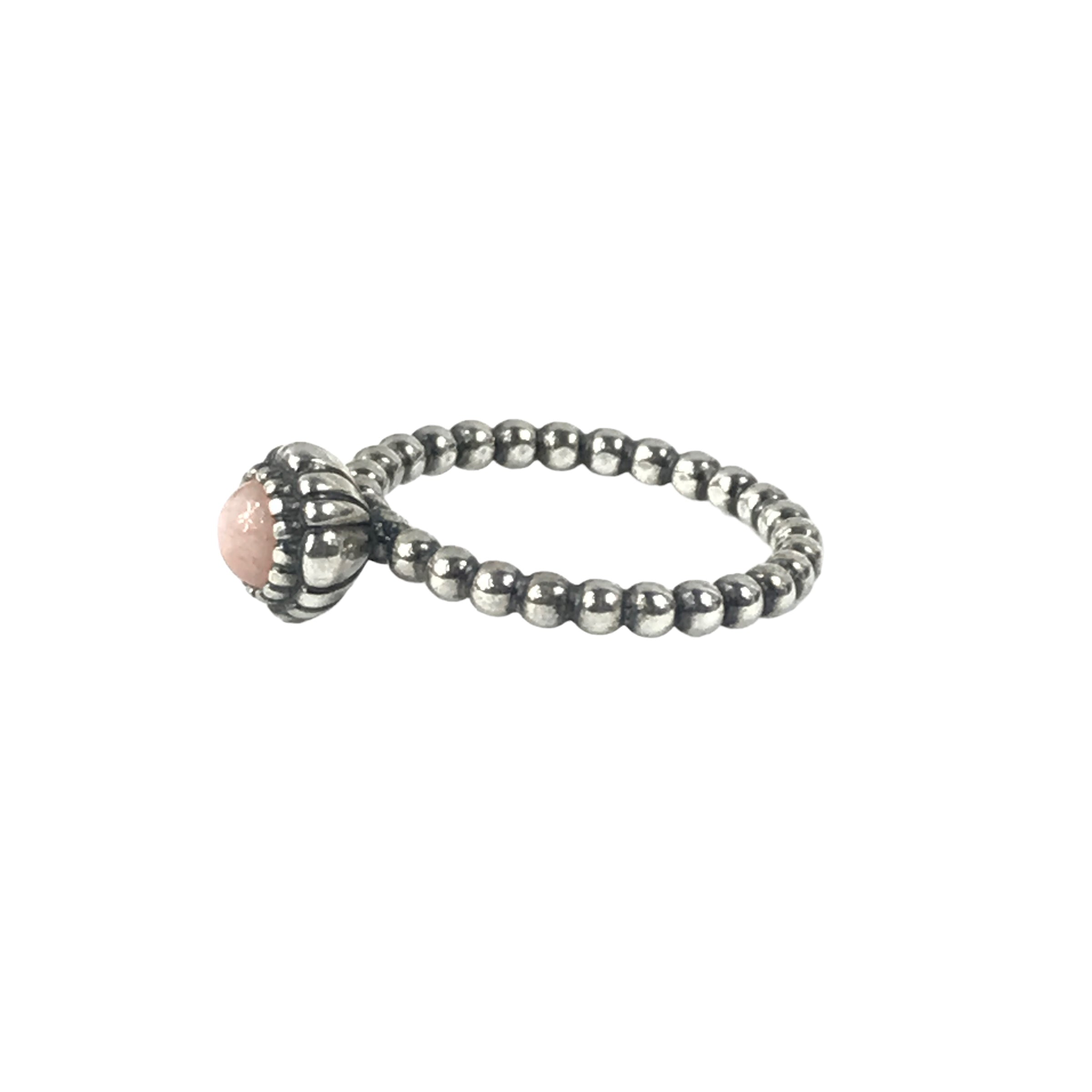 PANDORA Sterling Silver Pink Opal Bloom Bubble Ring