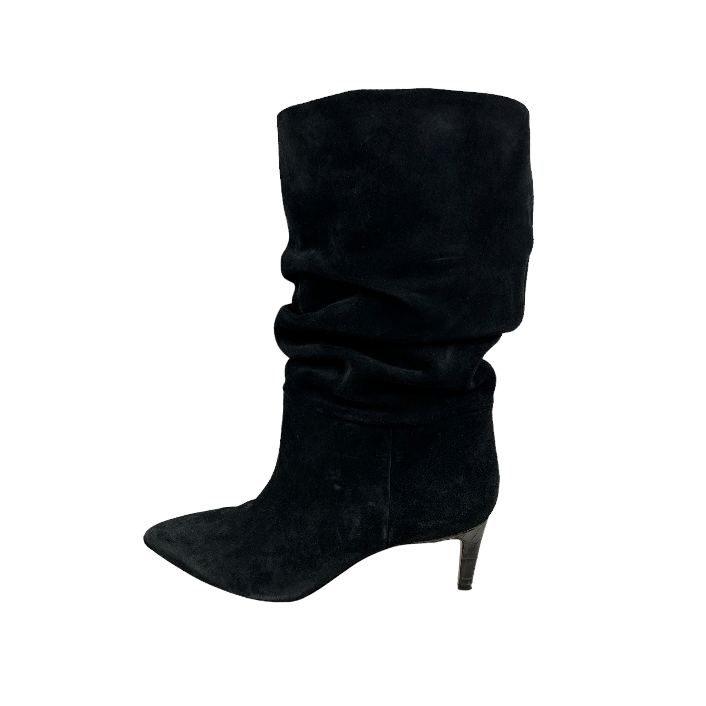 Black Suede Heeled Boots