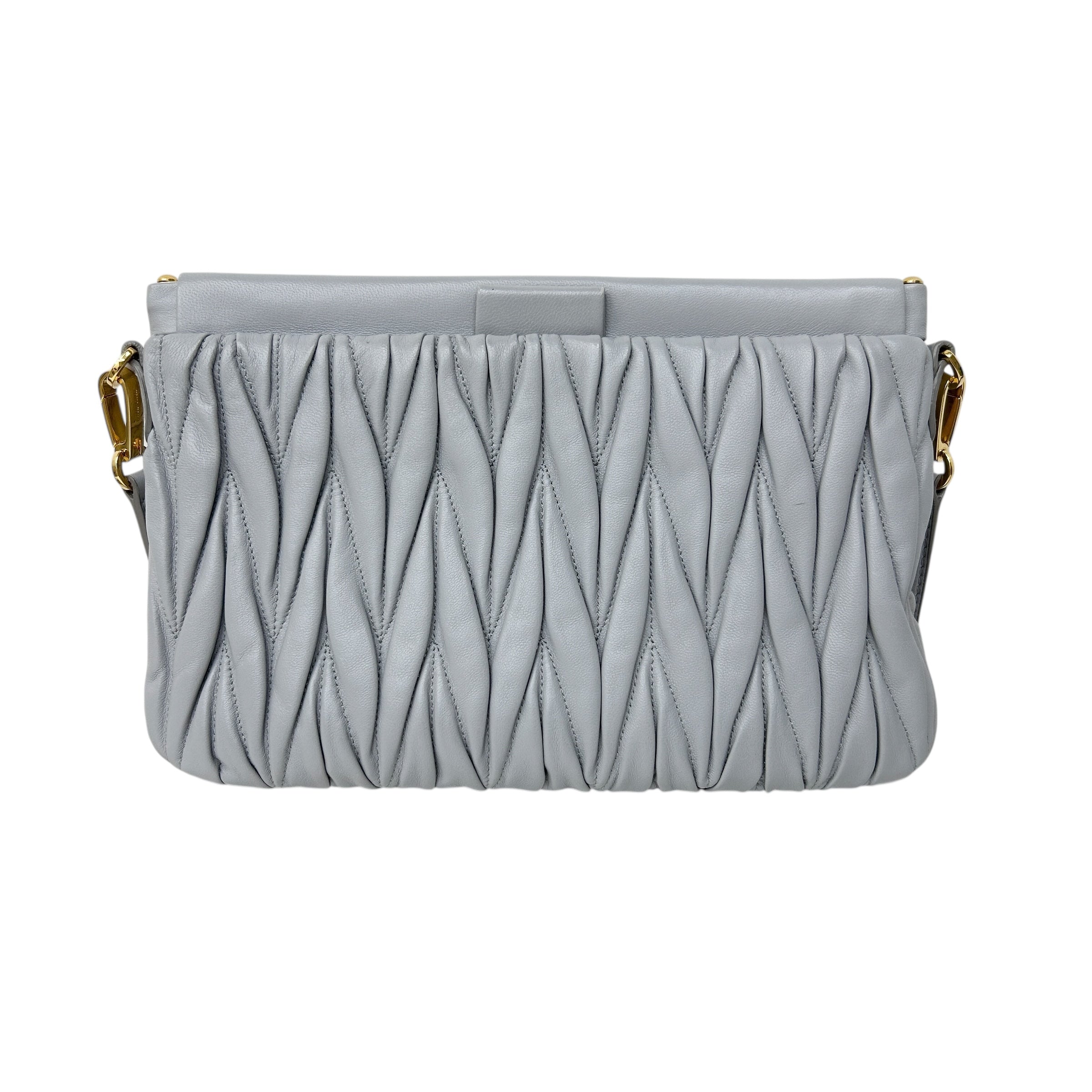 Grey Matelasse Nappa Leather Frame Bag w/GHW