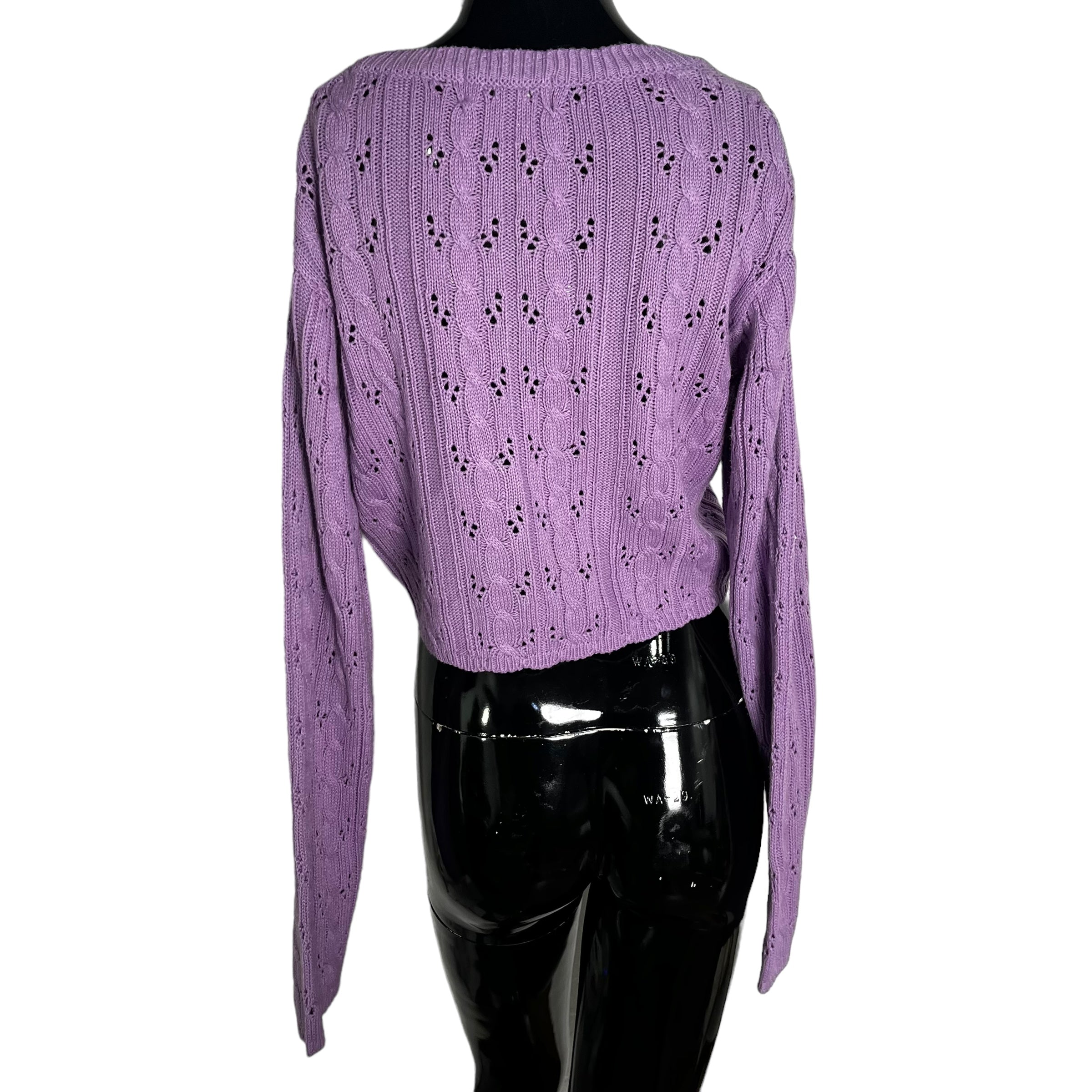 BLACKUP Lavender Cropped Knit Cardigan