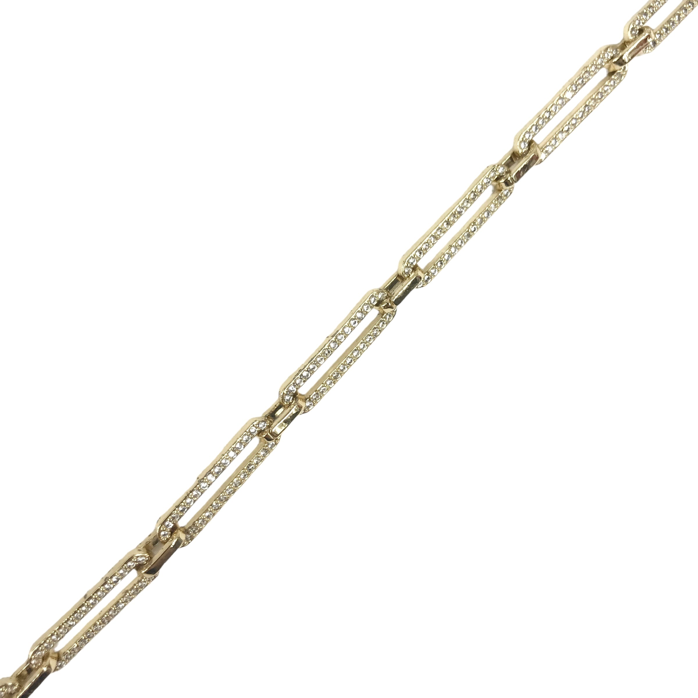 RAINA DABAGH Gold Plated Silver w/Crystals Interlocking Rectangle Chain Link Necklace