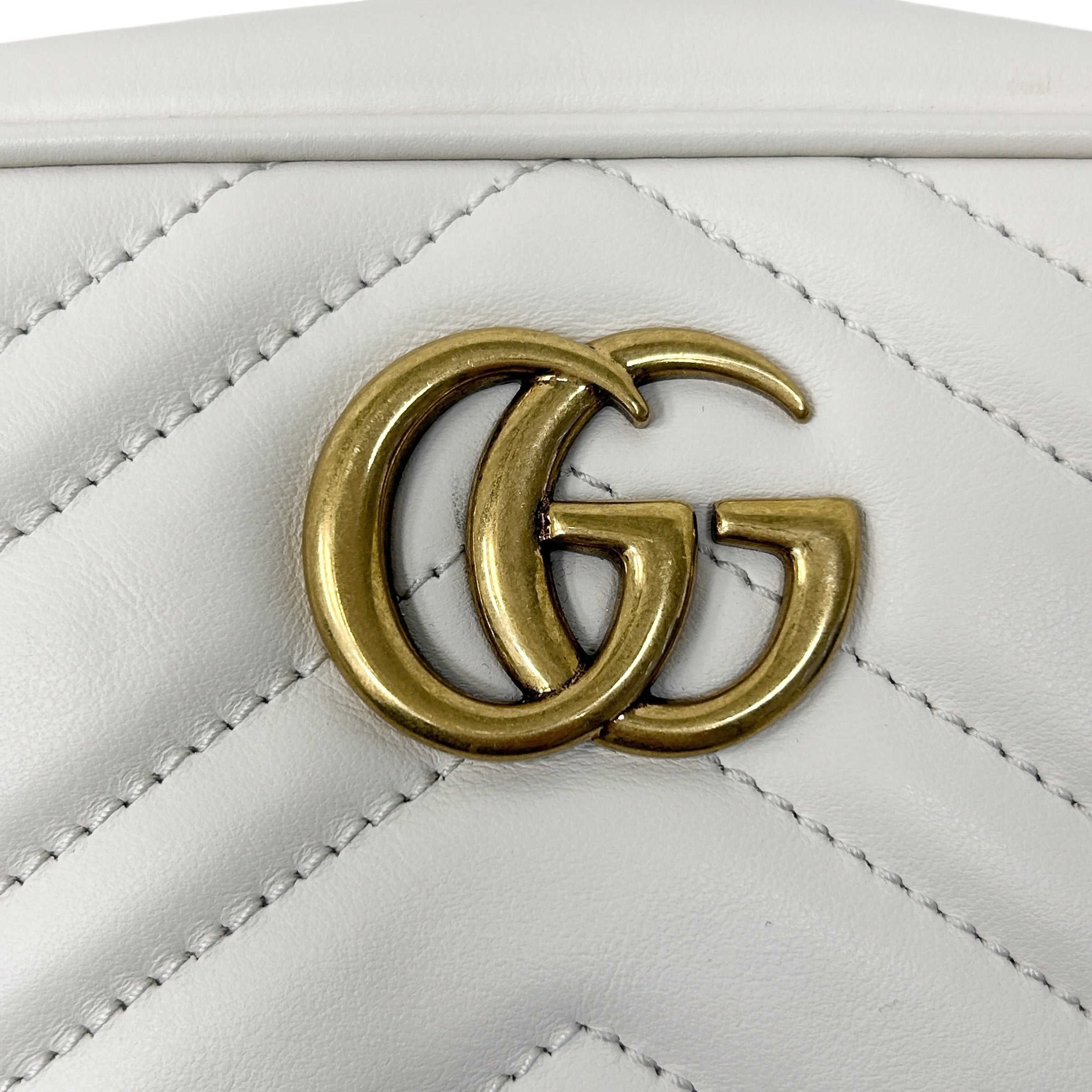 Off-White Quilted Leather Marmont Mini Camera Bag w/GHW