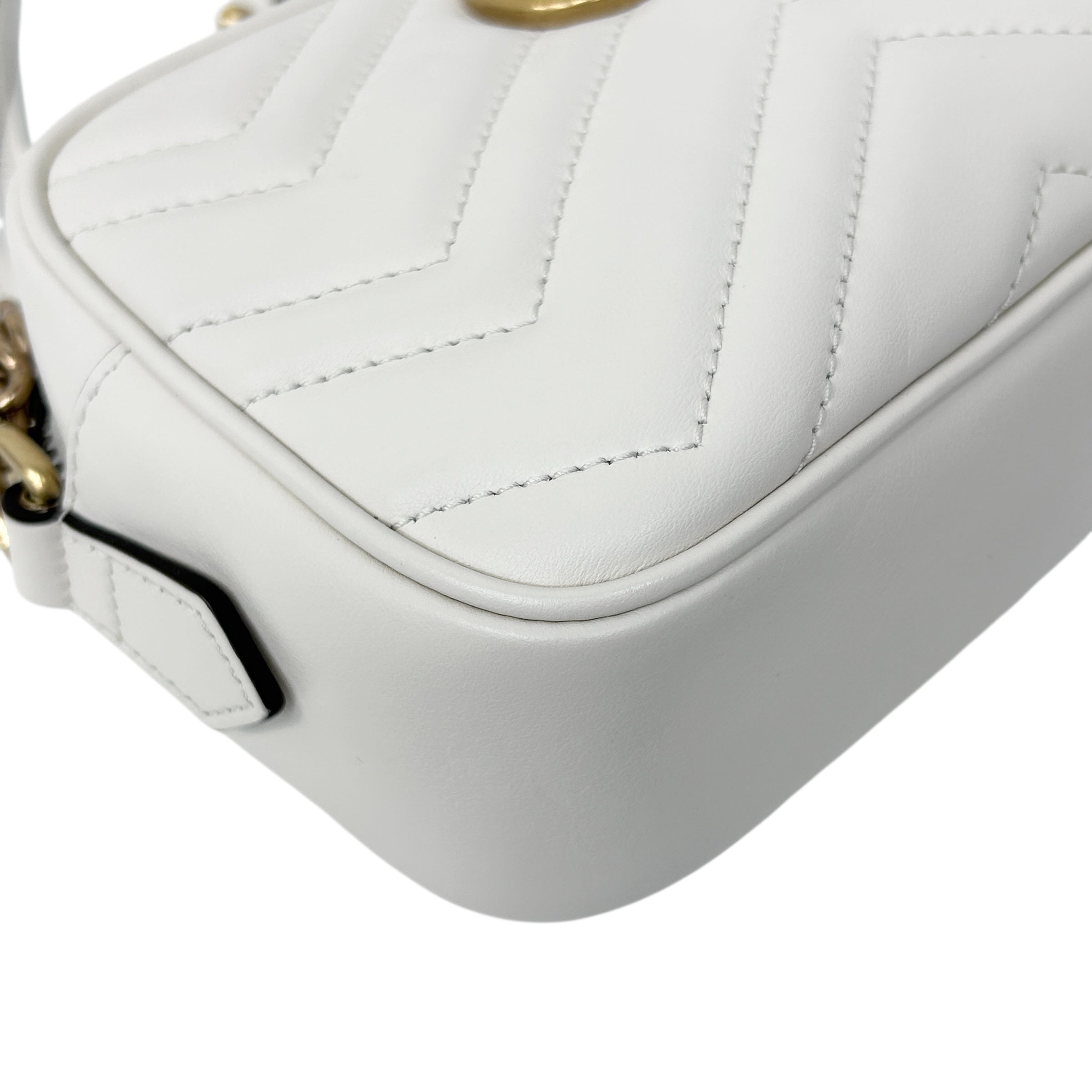 Off-White Quilted Leather Marmont Mini Camera Bag w/GHW