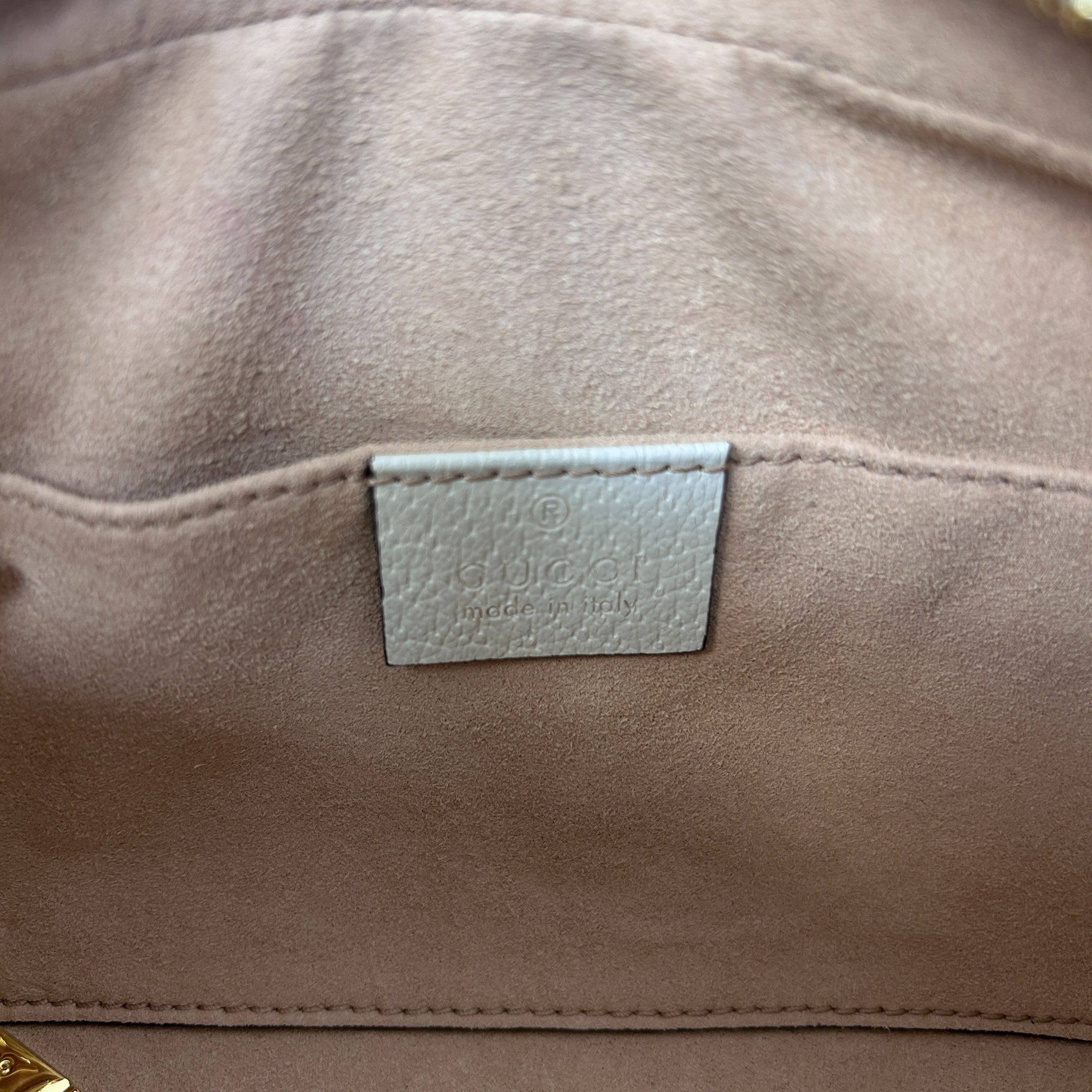 White Leather Mini Sylvie Web Ophidia Crossbody Bag w/GHW