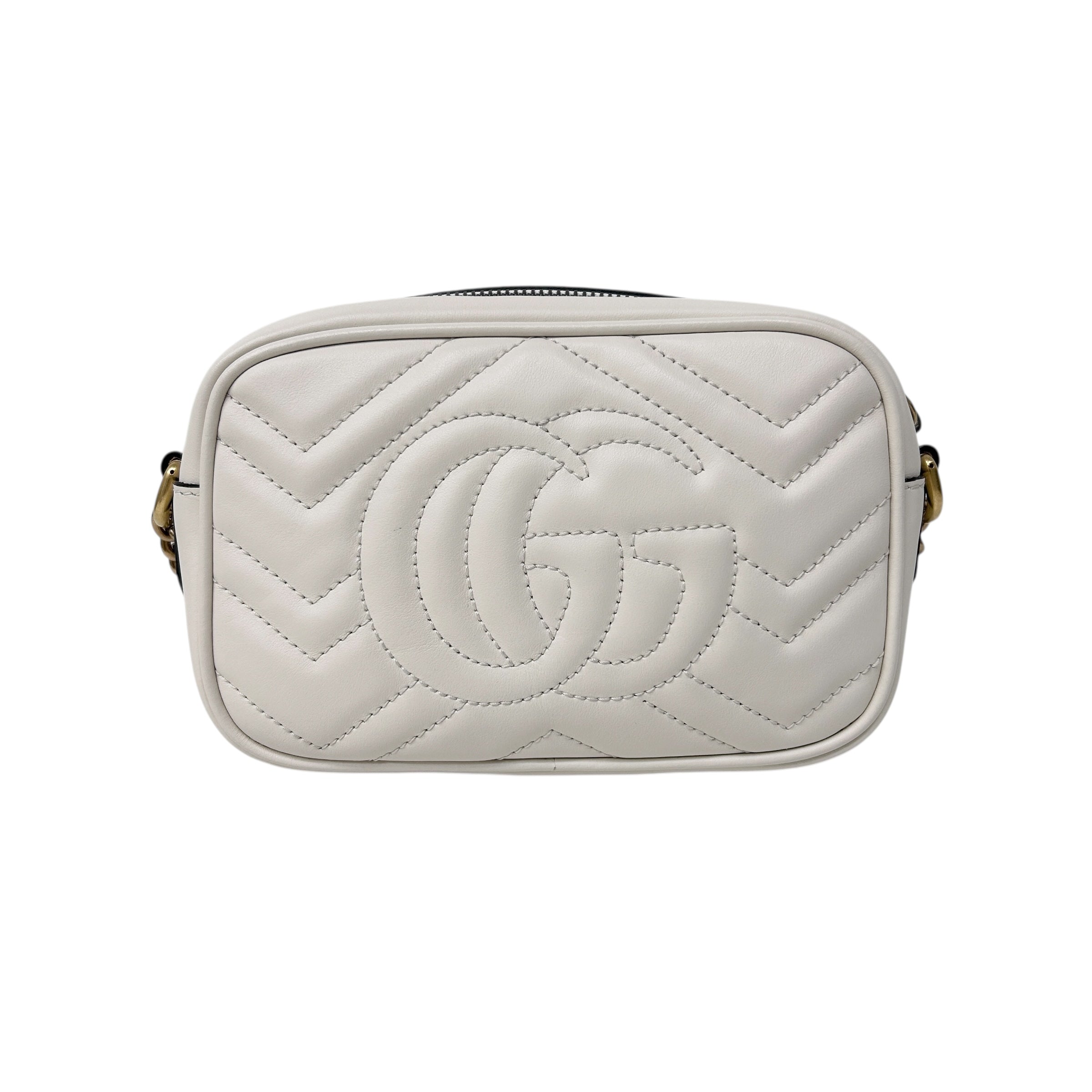 Off-White Quilted Leather Marmont Mini Camera Bag w/GHW