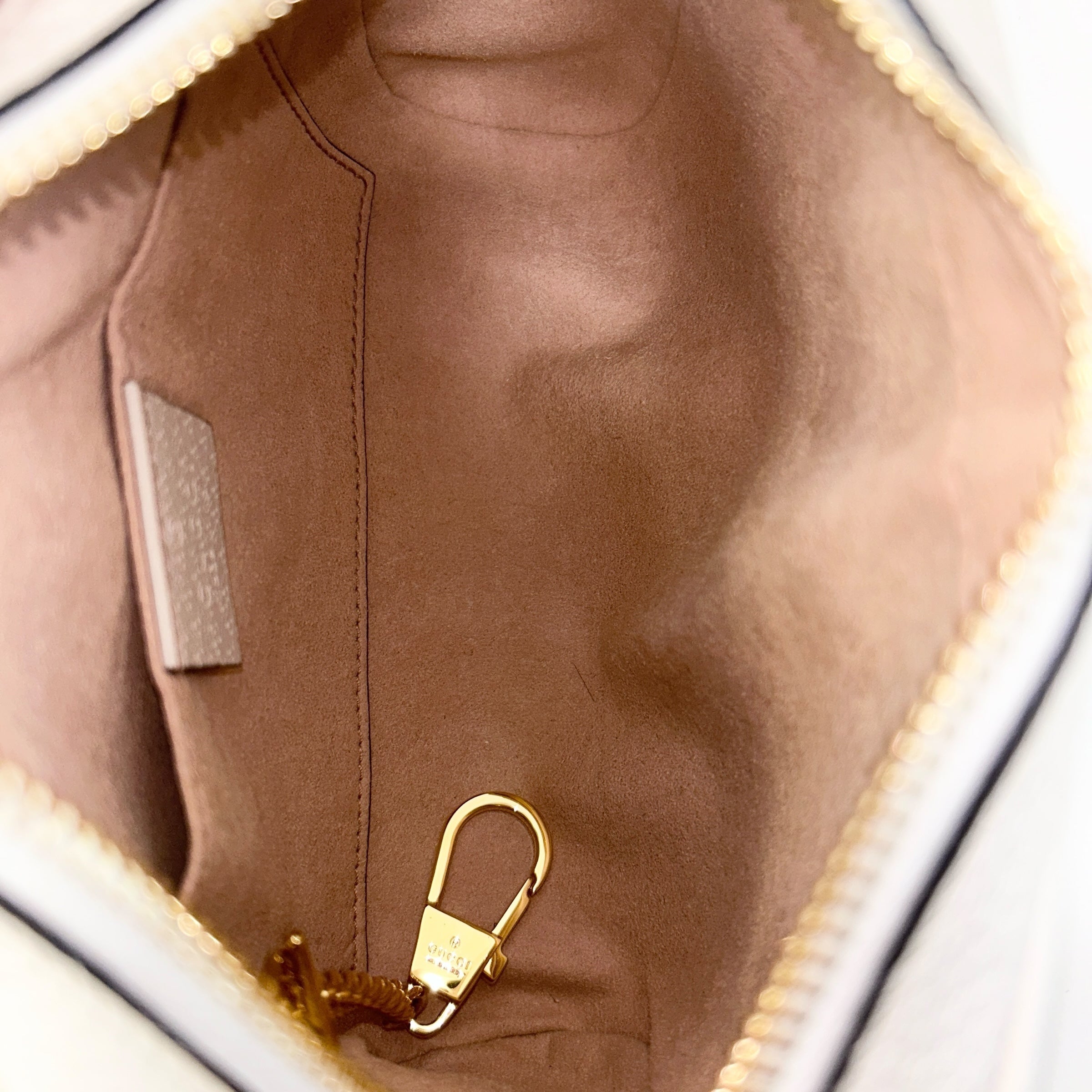 White Leather Mini Sylvie Web Ophidia Crossbody Bag w/GHW