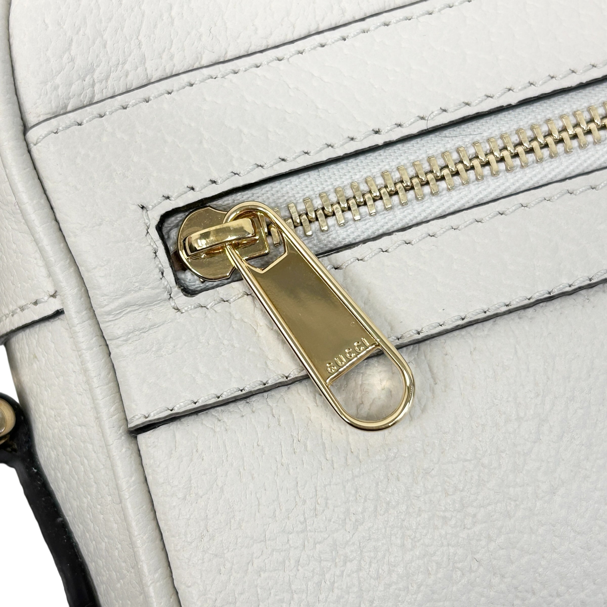 White Leather Mini Sylvie Web Ophidia Crossbody Bag w/GHW