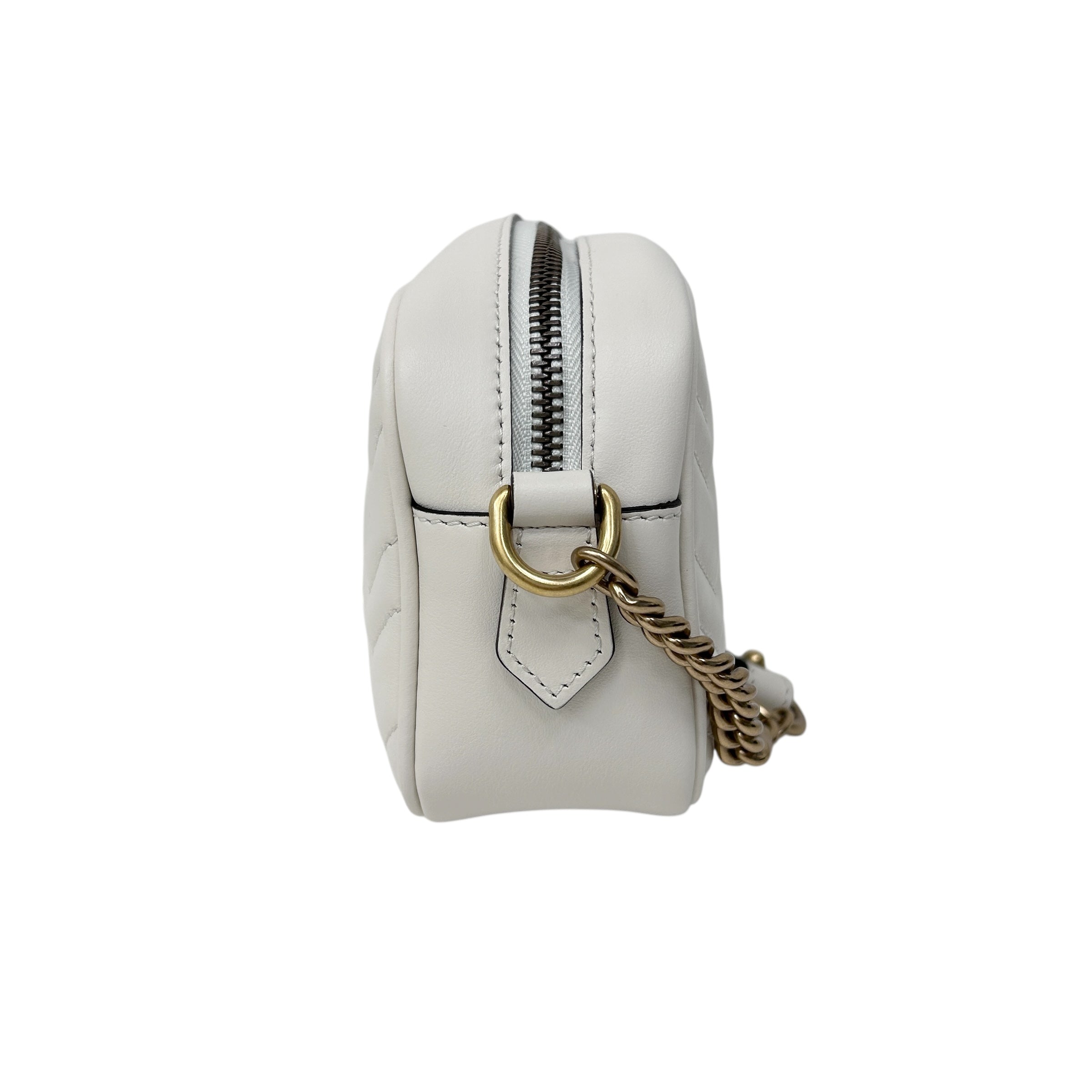 Off-White Quilted Leather Marmont Mini Camera Bag w/GHW