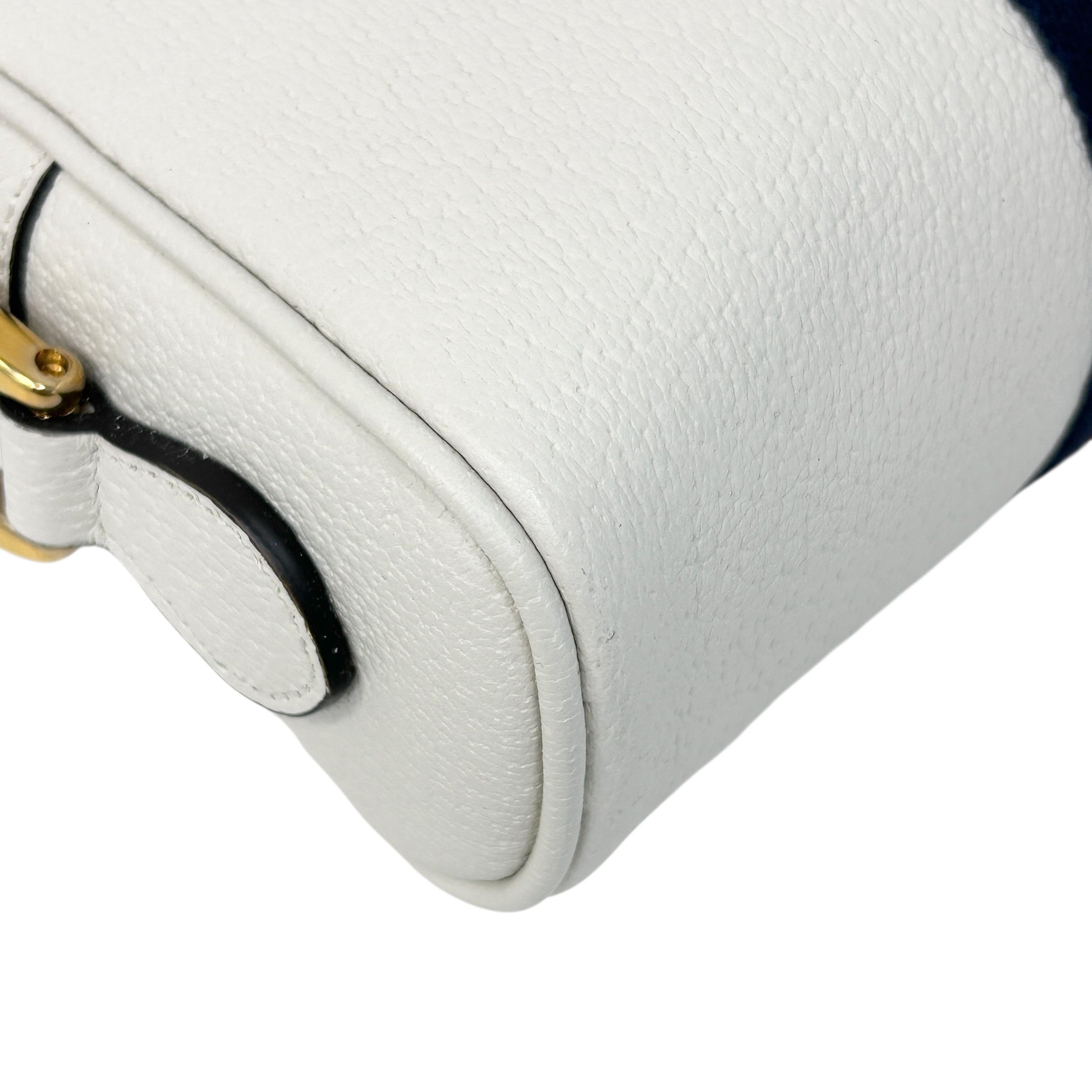 White Leather Mini Sylvie Web Ophidia Crossbody Bag w/GHW