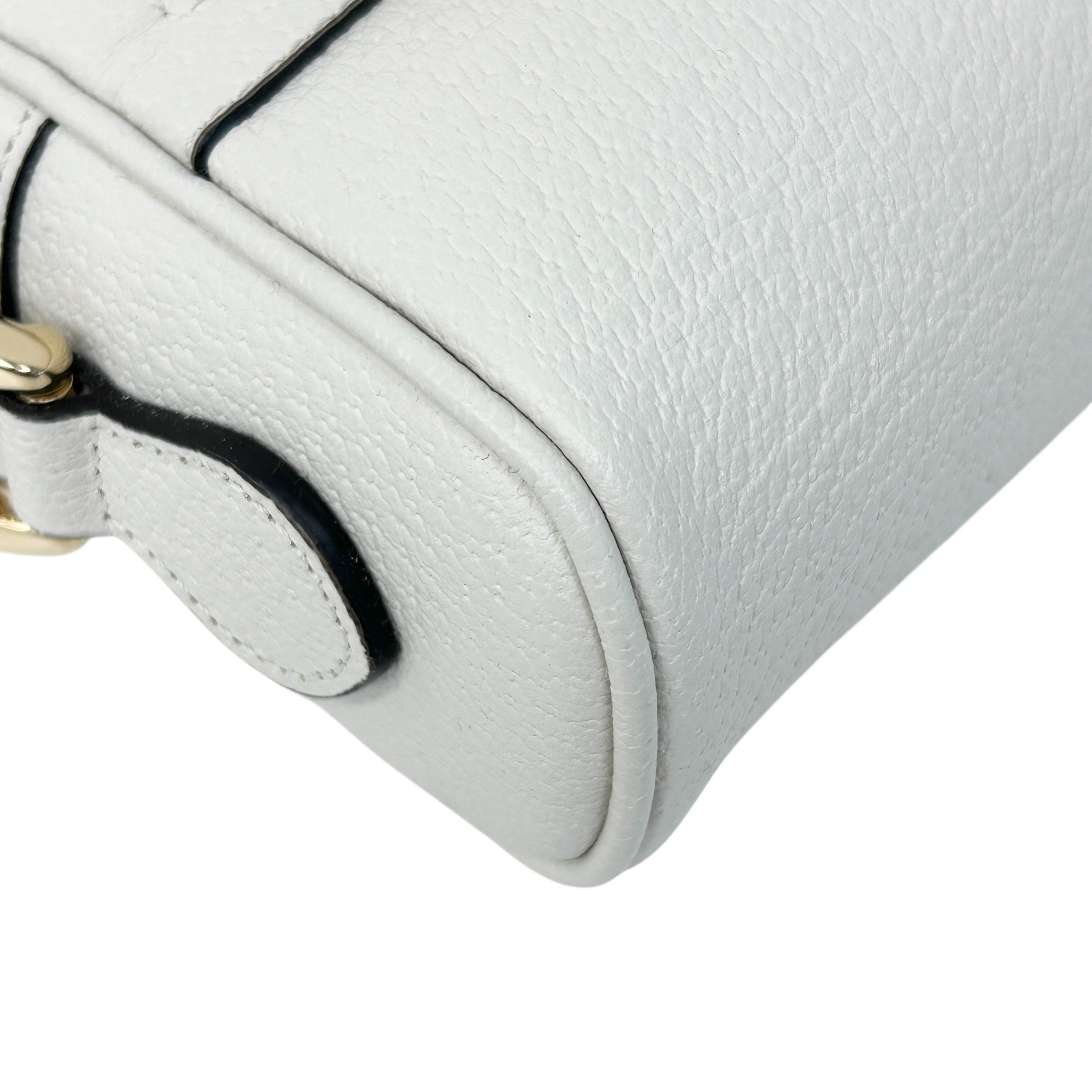 White Leather Mini Sylvie Web Ophidia Crossbody Bag w/GHW