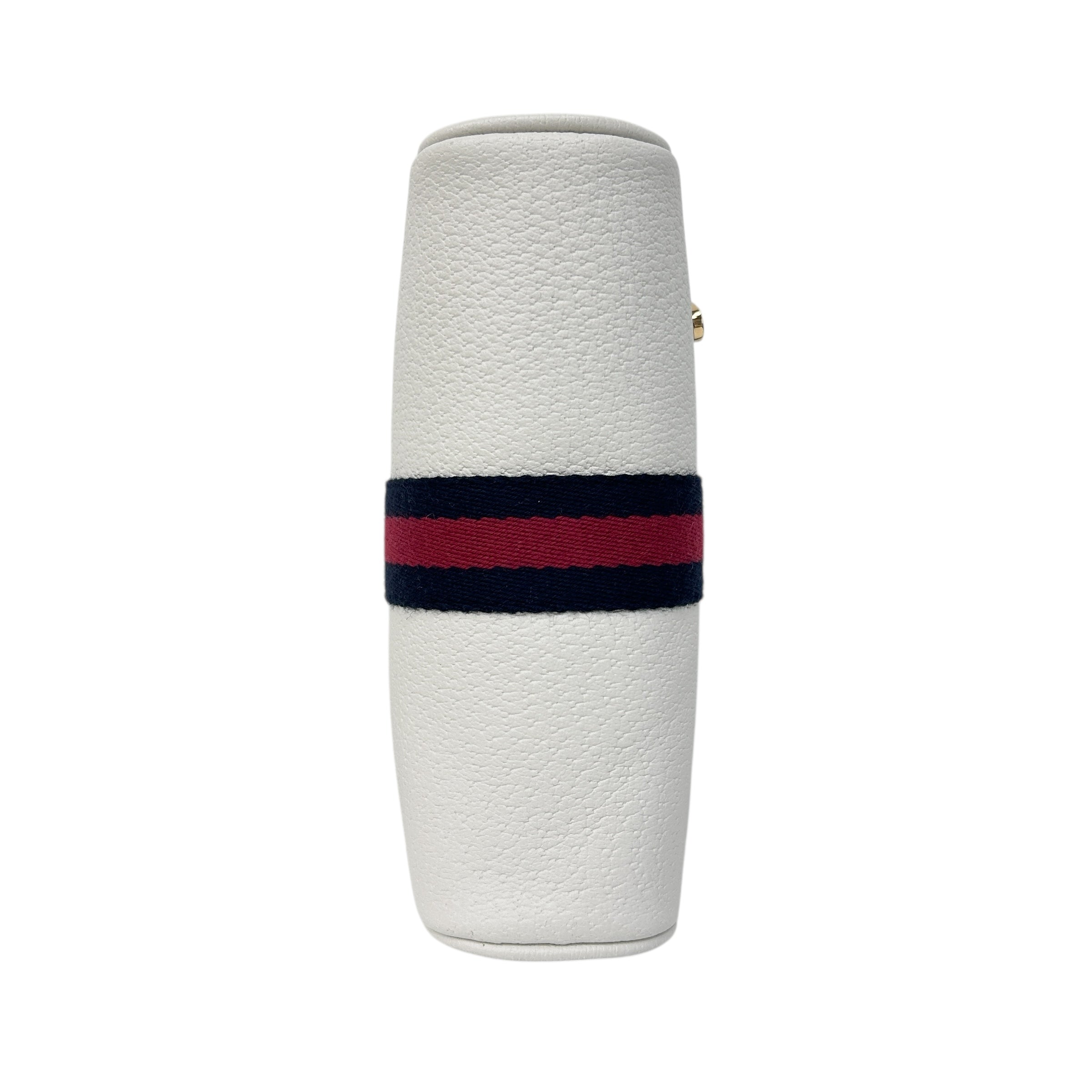 White Leather Mini Sylvie Web Ophidia Crossbody Bag w/GHW