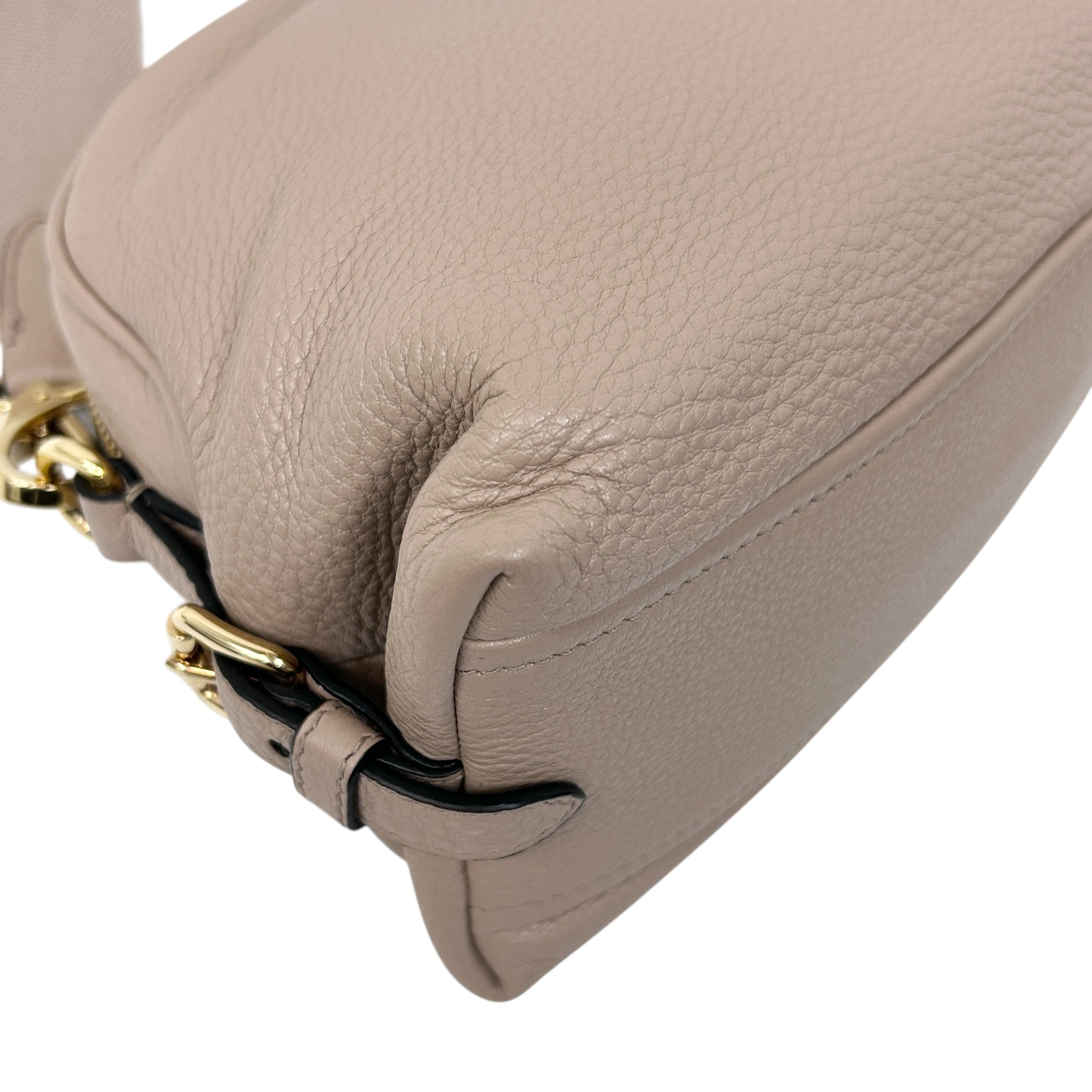 Beige Leather Pochette 2-Way Clutch Bag w/GHW