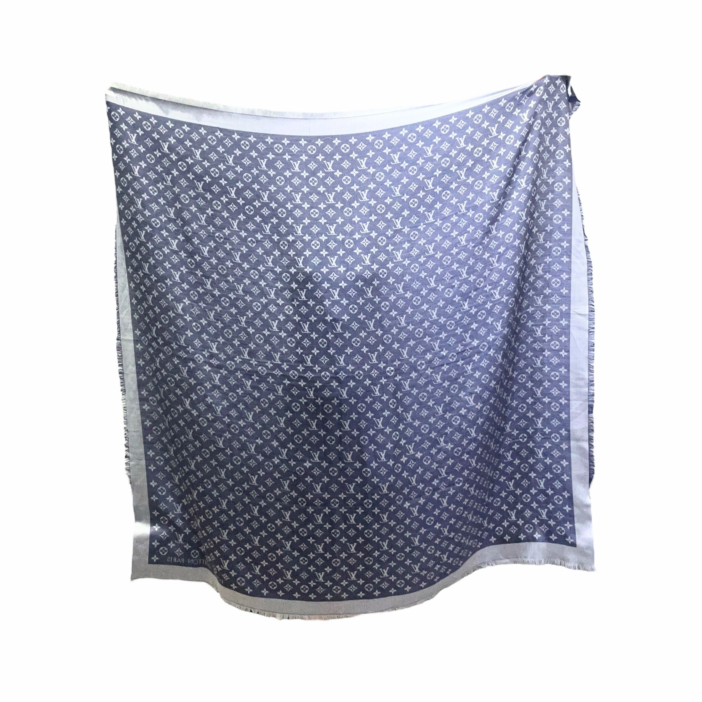 Monogram Denim Blue/White Silk Scarf