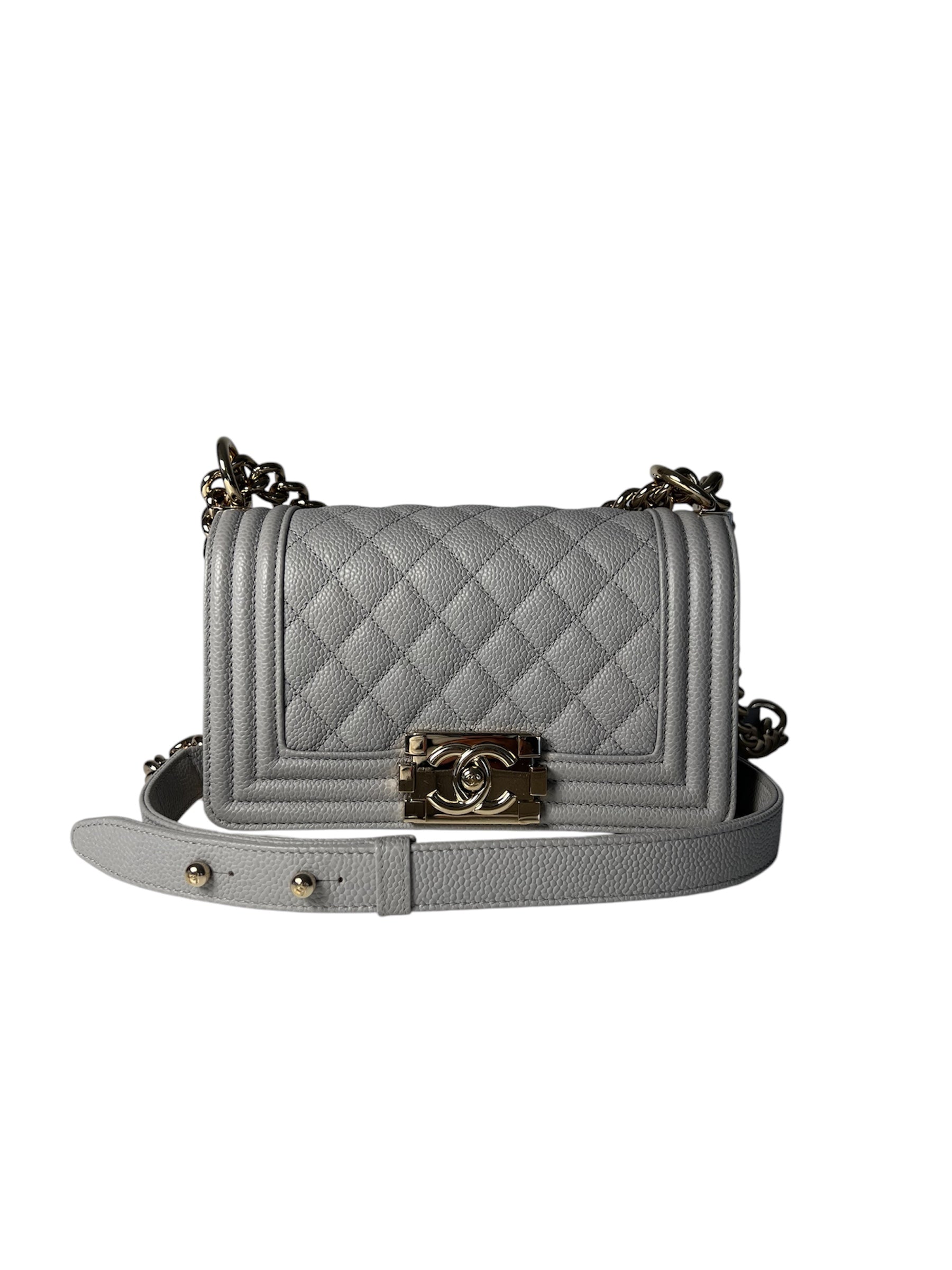 Grey Caviar Small Boy Bag LGHW