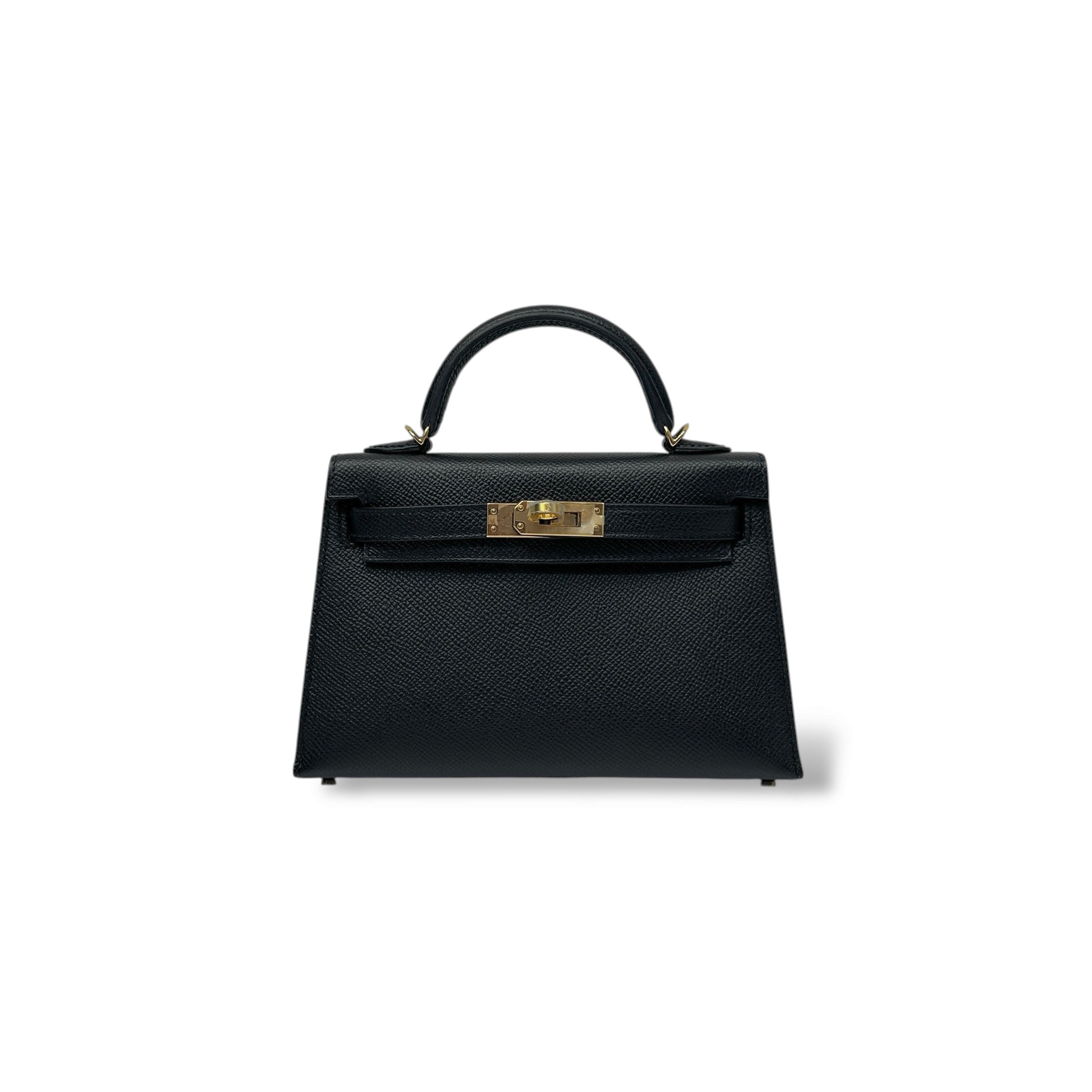 Black Epsom Leather Mini Kelly 20 Bag w/GHW