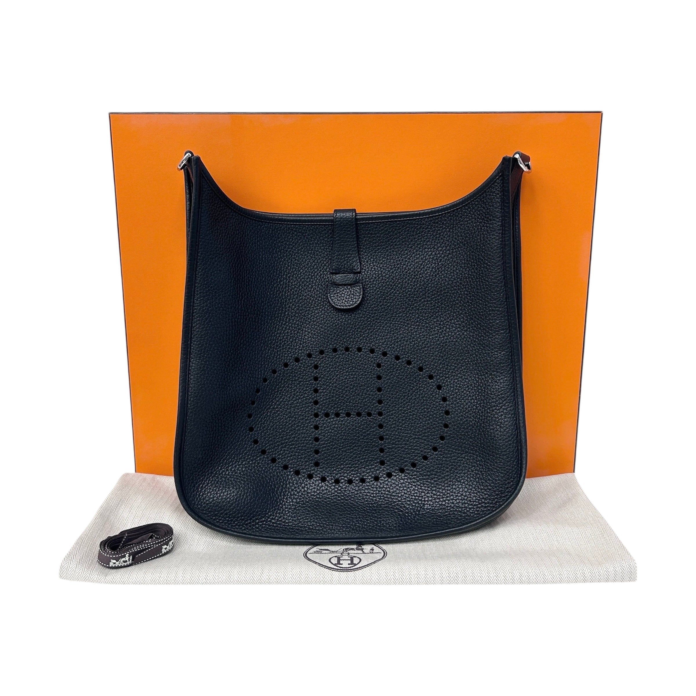 Black Clemence Leather Evelyne GM 33 Bag w/PHW