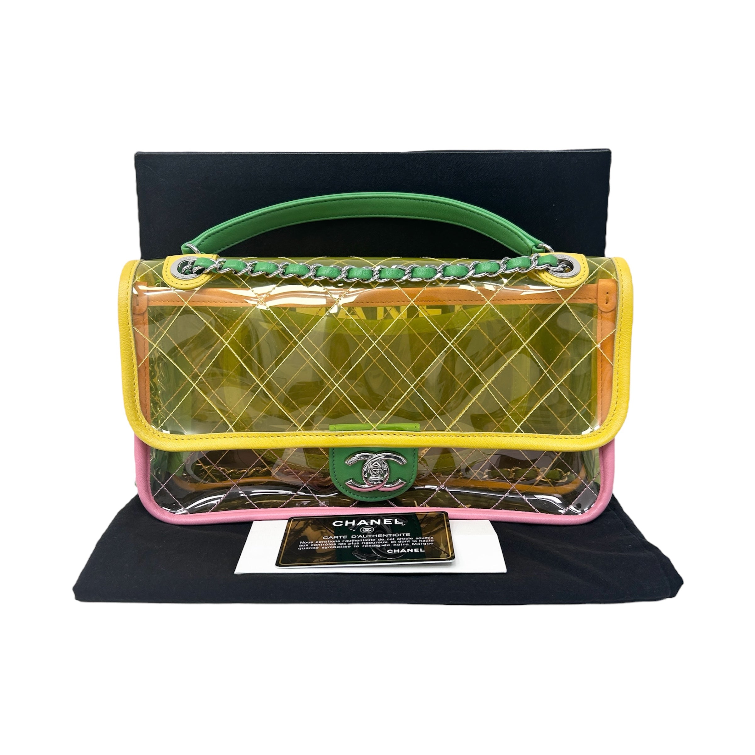 Yellow/Green/Pink PVC Coco Splash Mini Flap Bag w/SHW