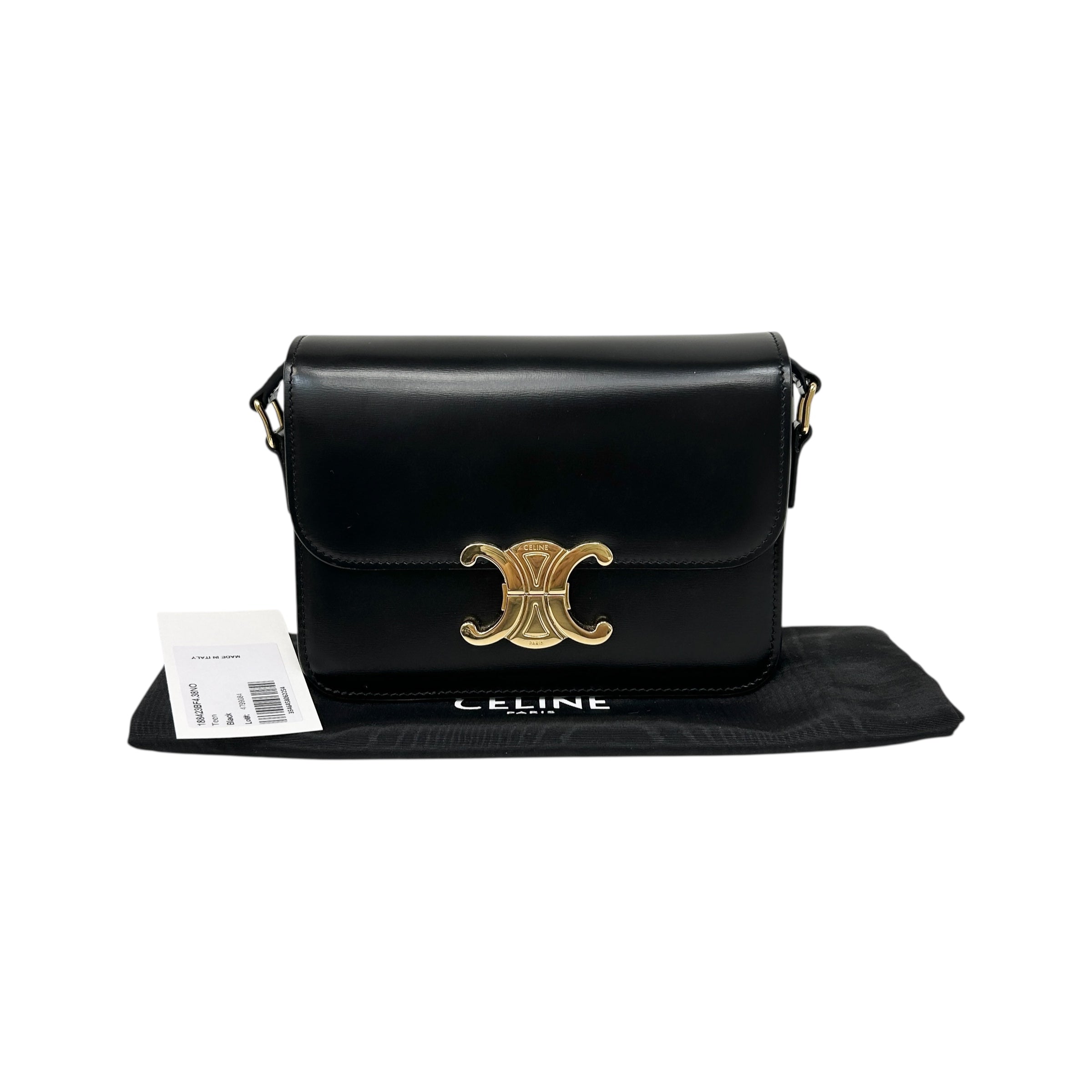 Black Shiny Calfskin Teen Triomphe Bag w/GHW