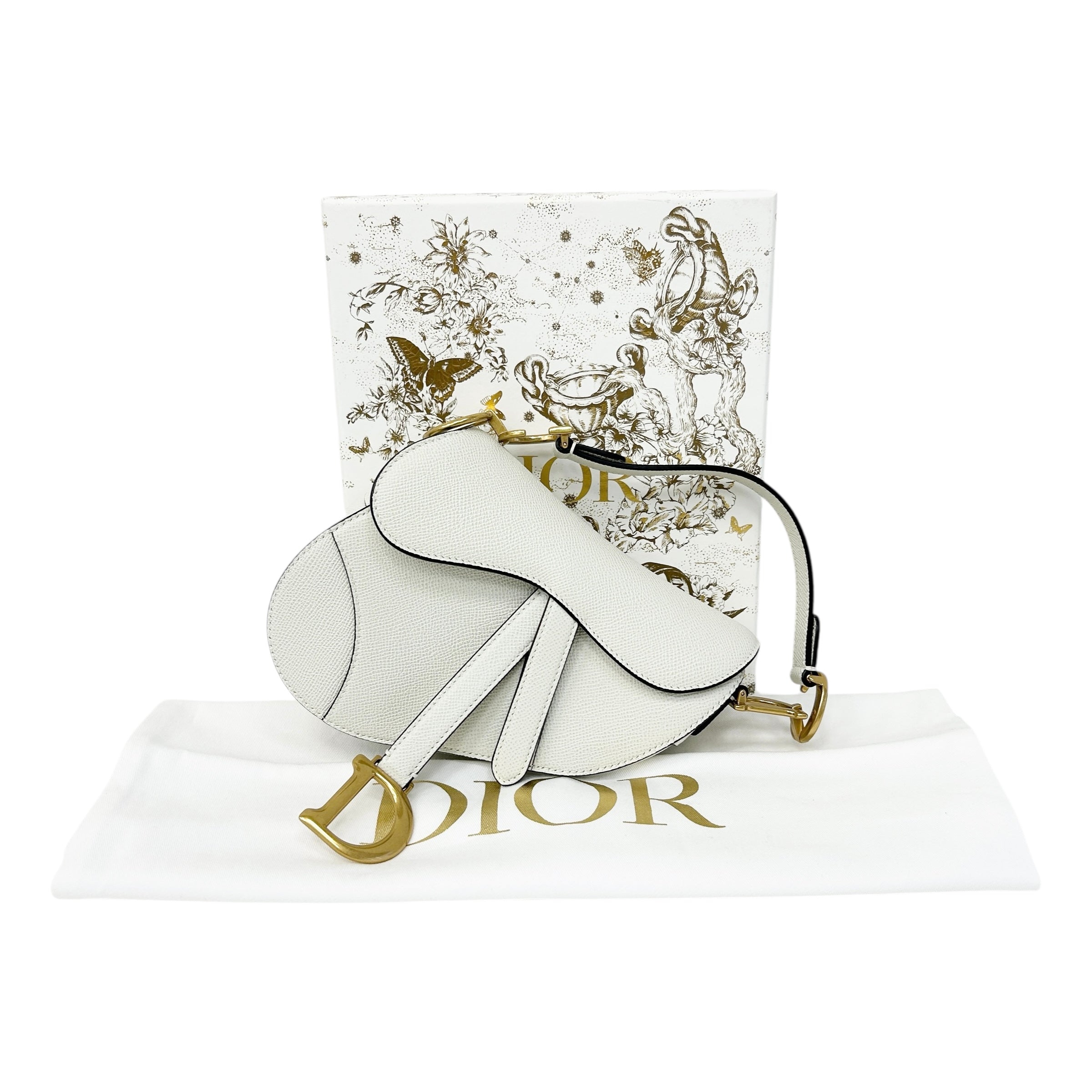 Latte Grained Calfskin Mini Saddle Bag w/AGHW