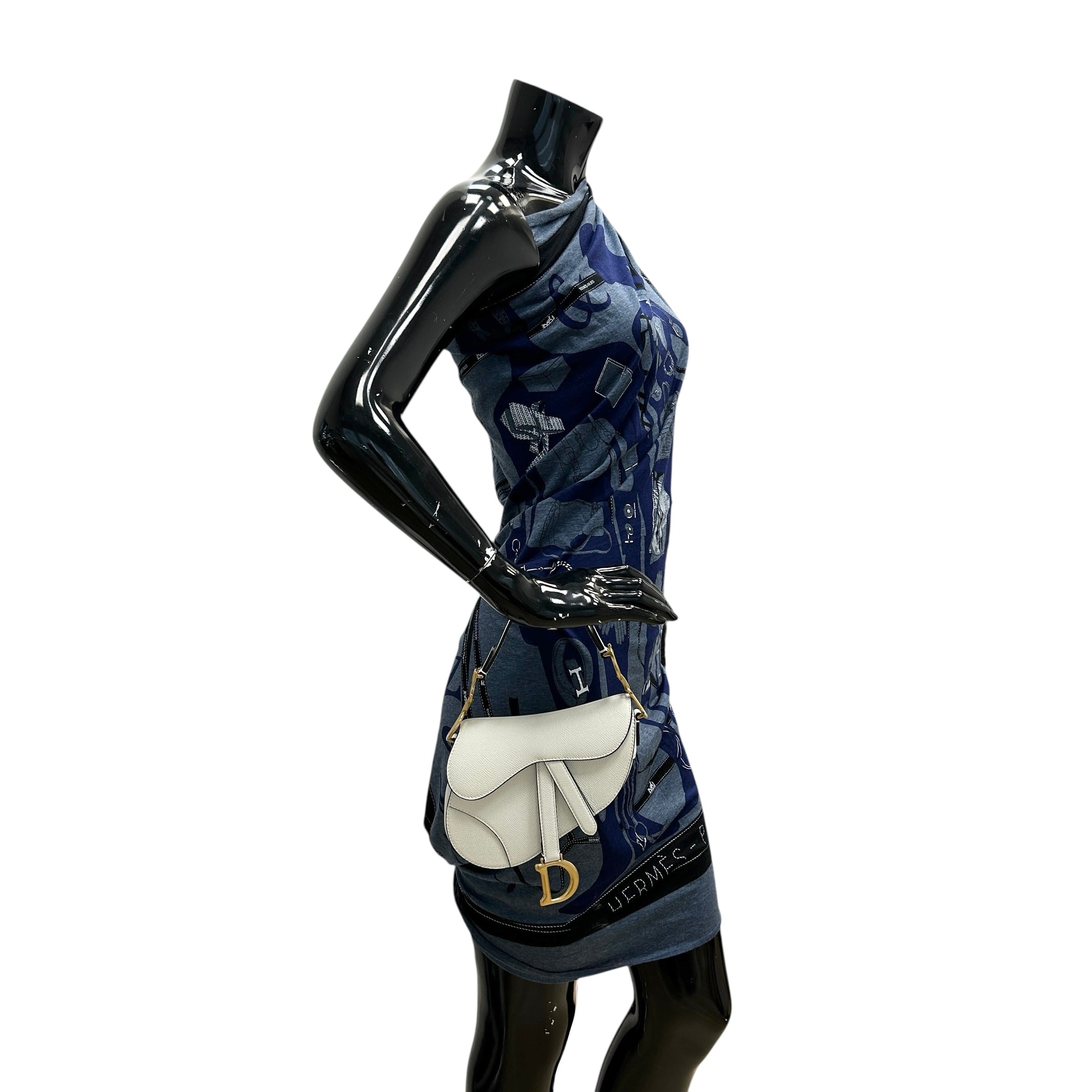 Latte Grained Calfskin Mini Saddle Bag w/AGHW