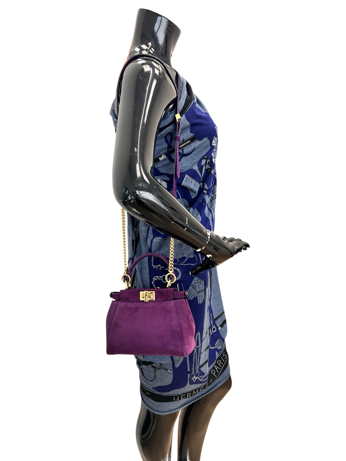 Purple Suede XS Peekaboo Top Handle Bag