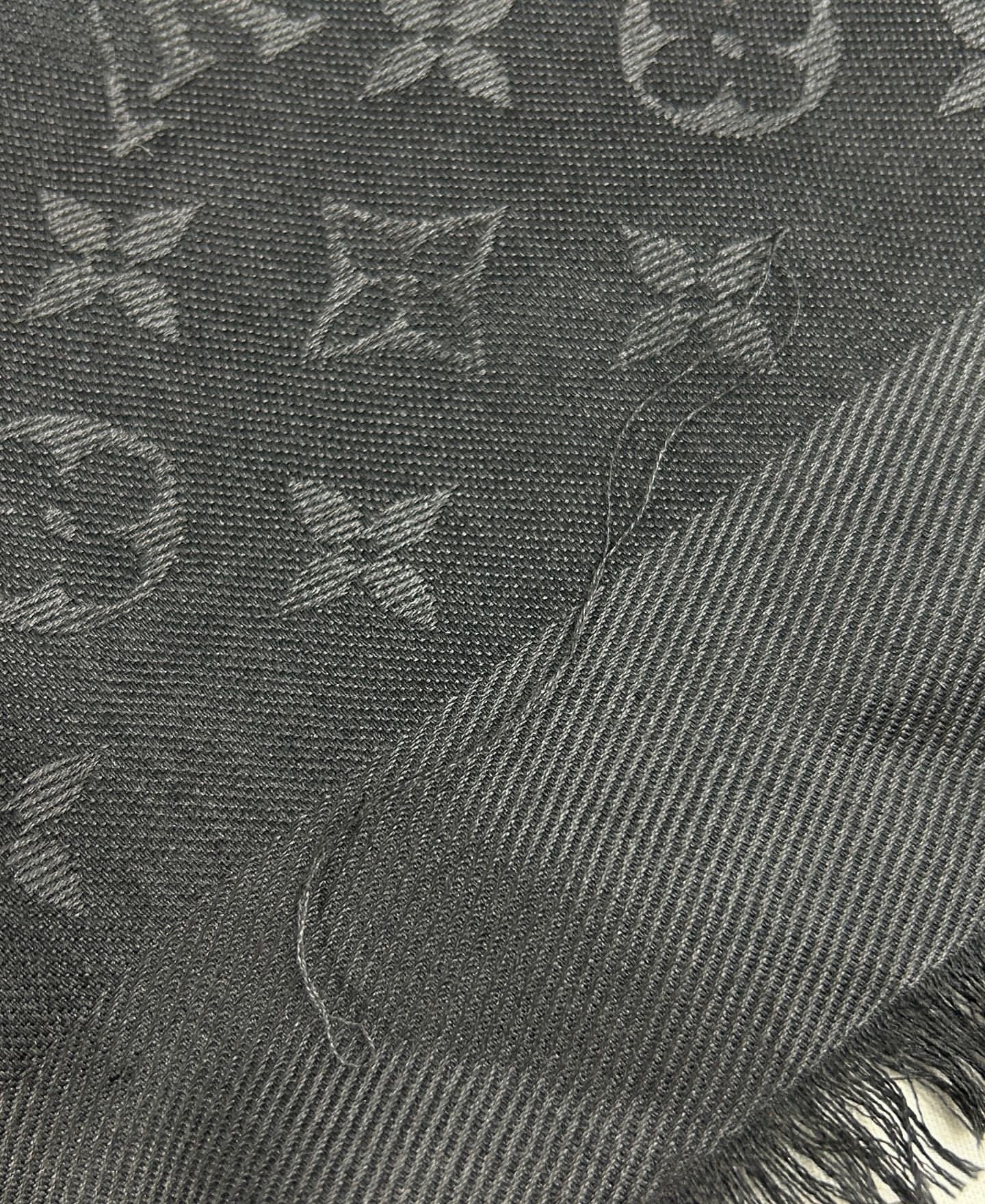 Grey Reversible Monogram Eclipse Wool/Silk Shawl - PENDING FOR DK