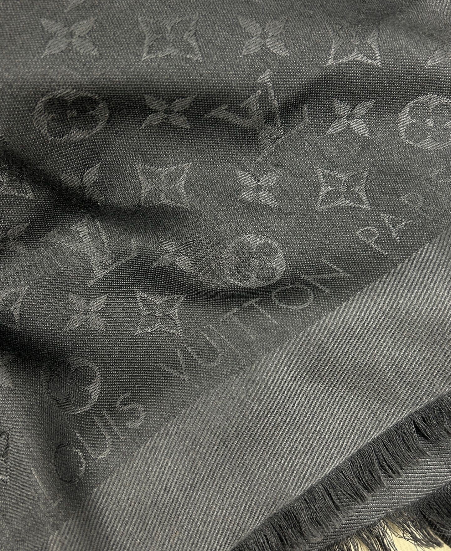 Grey Reversible Monogram Eclipse Wool/Silk Shawl - PENDING FOR DK