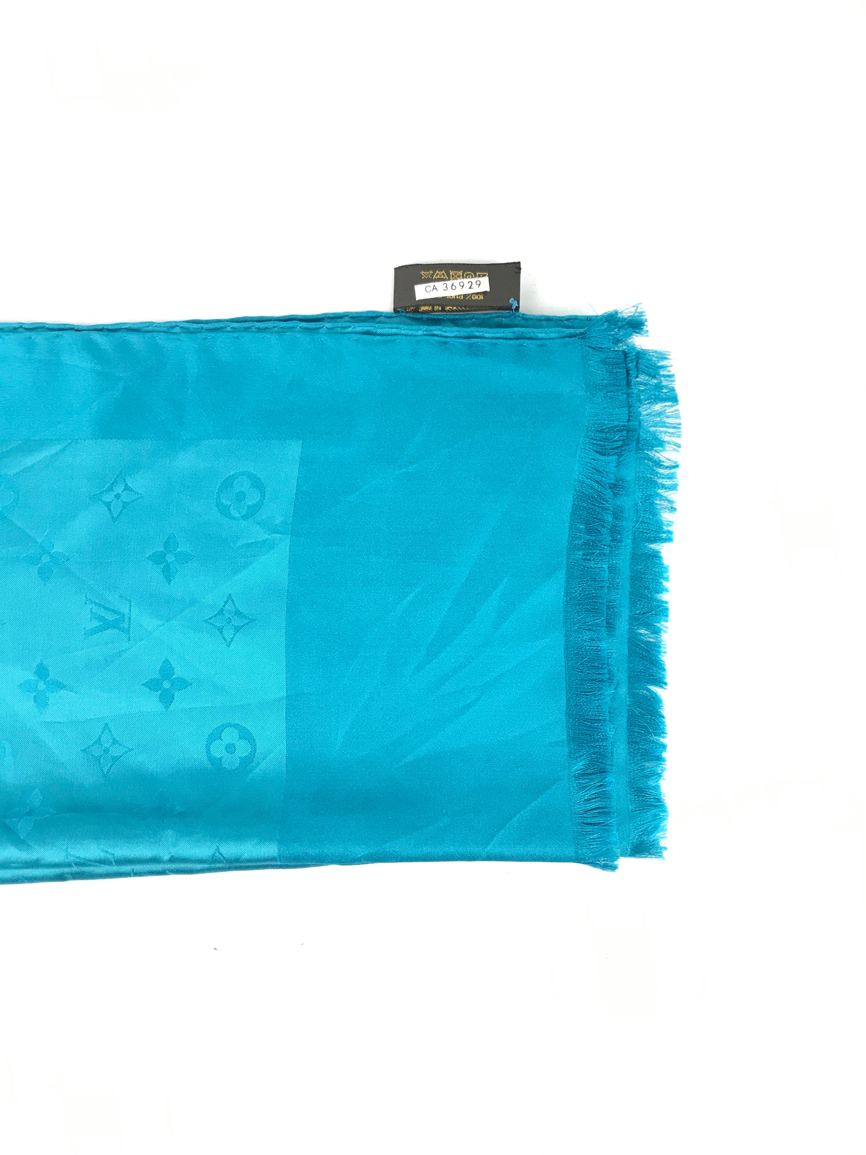 Blue Logo Print Silk Scarf