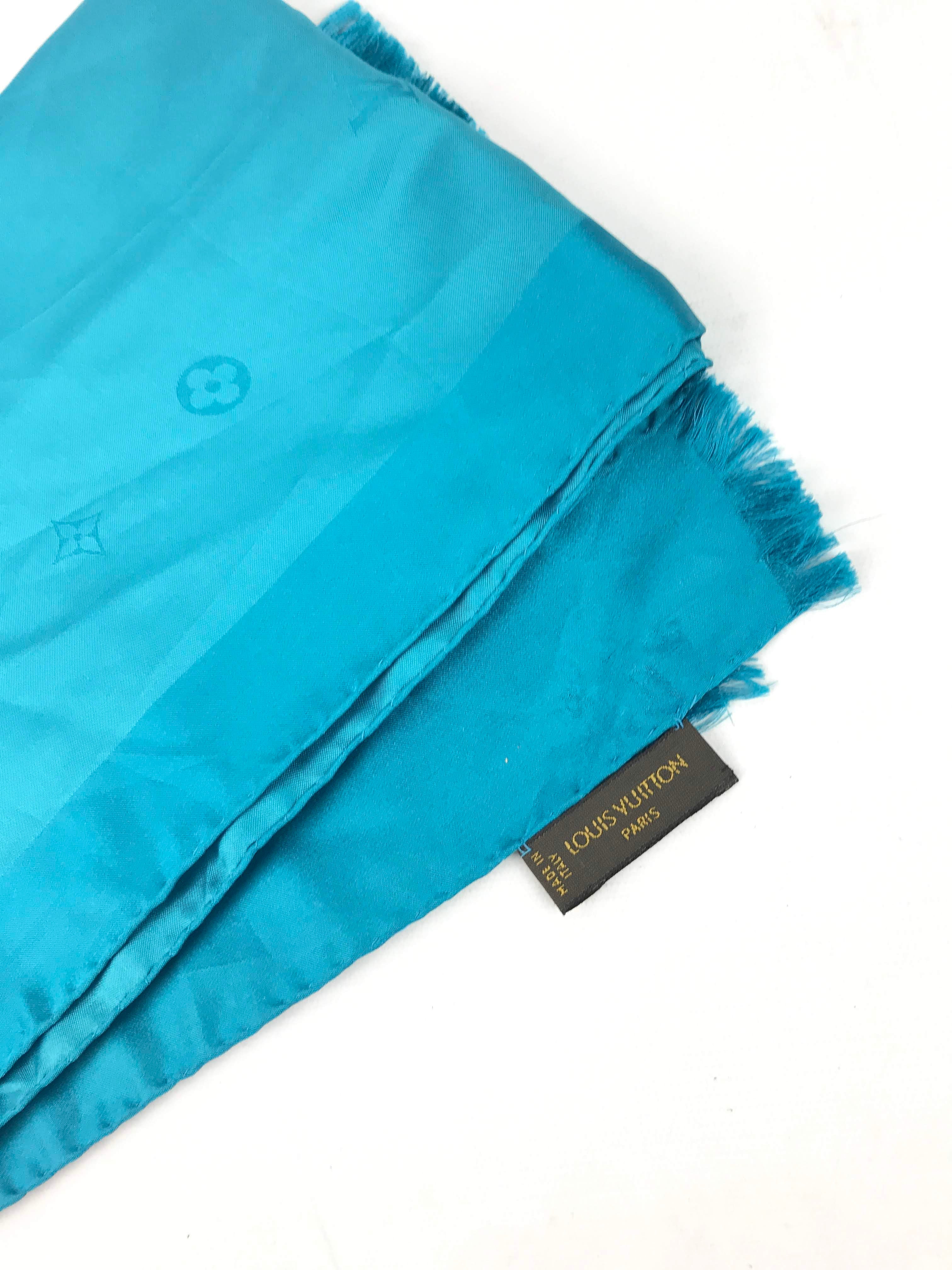 Blue Logo Print Silk Scarf