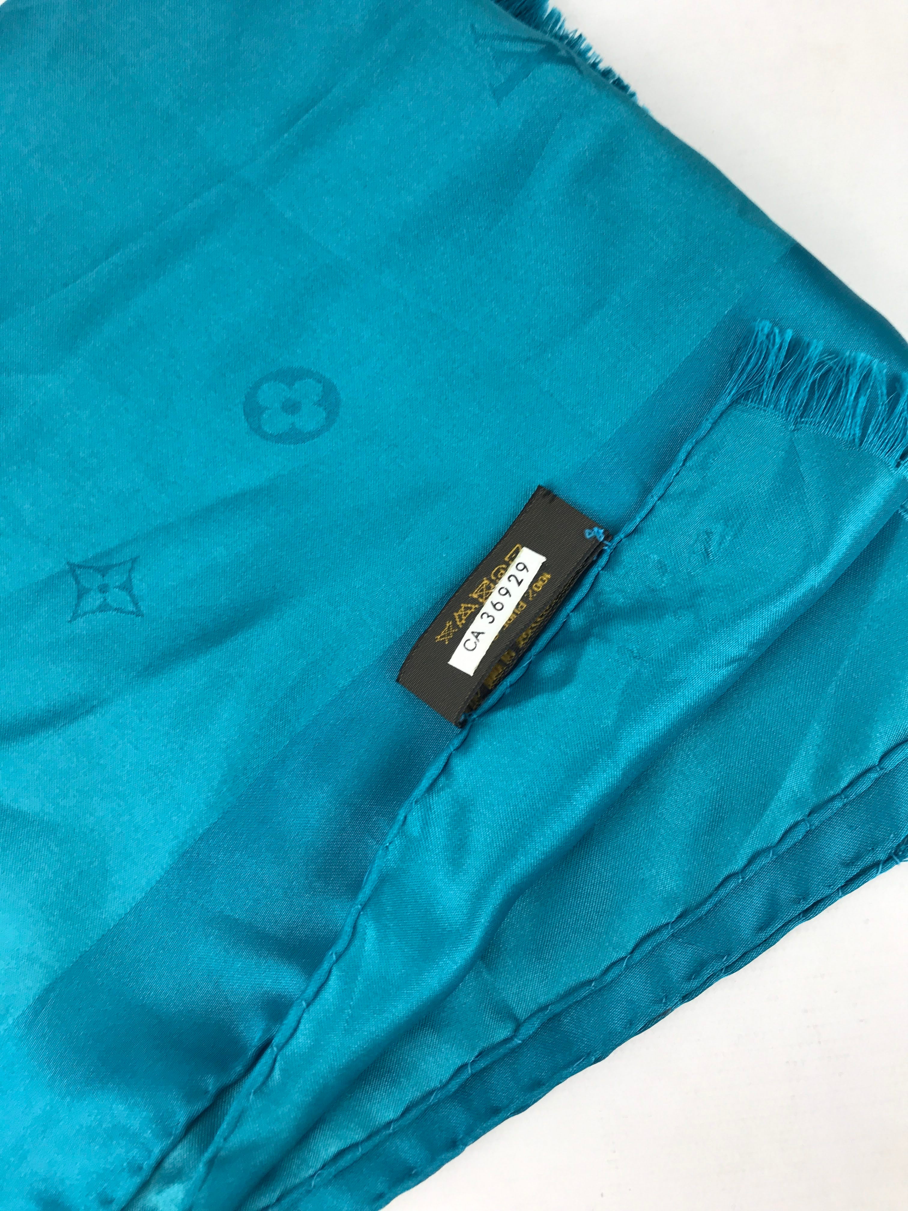 Blue Logo Print Silk Scarf