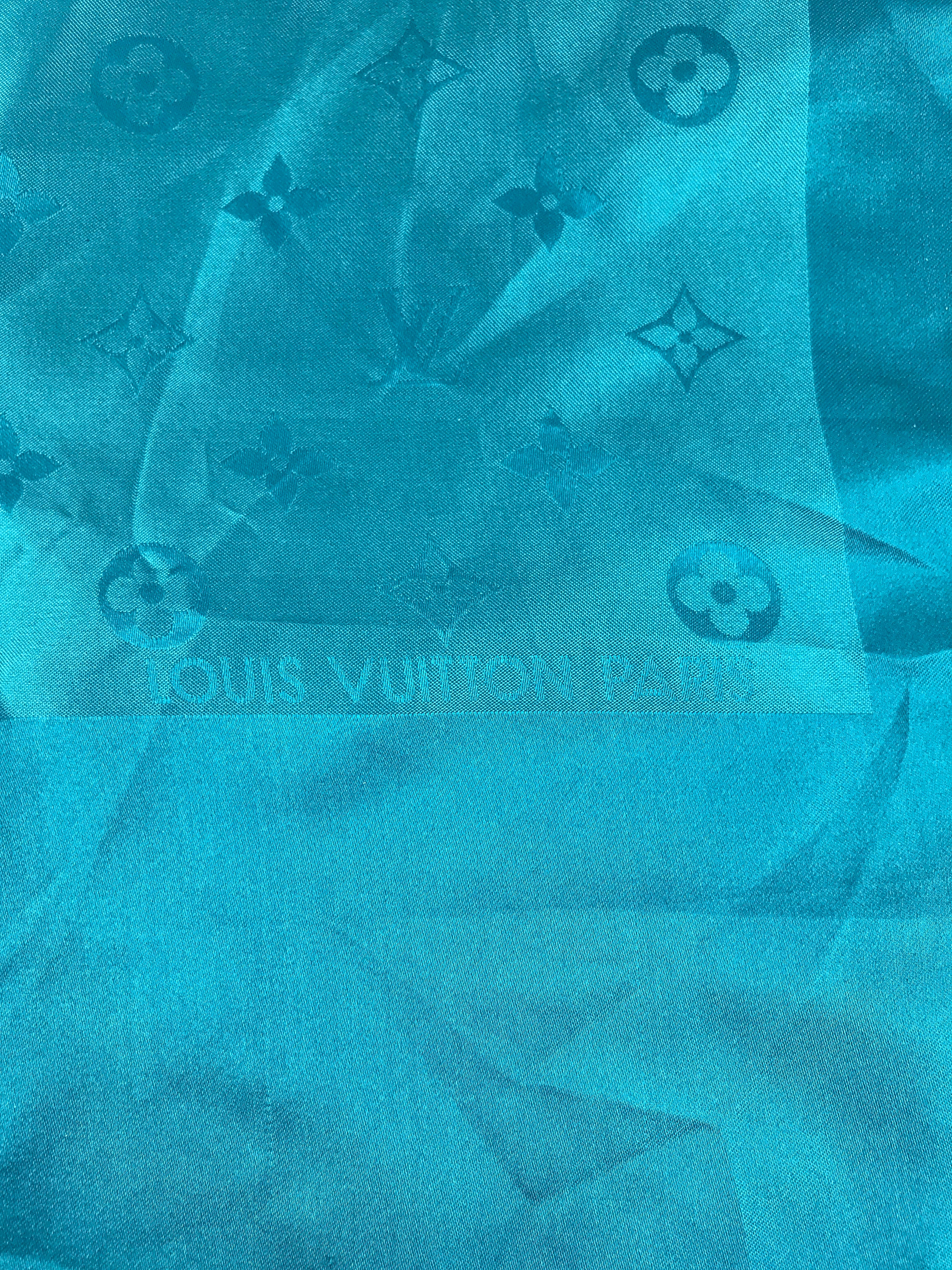 Blue Logo Print Silk Scarf