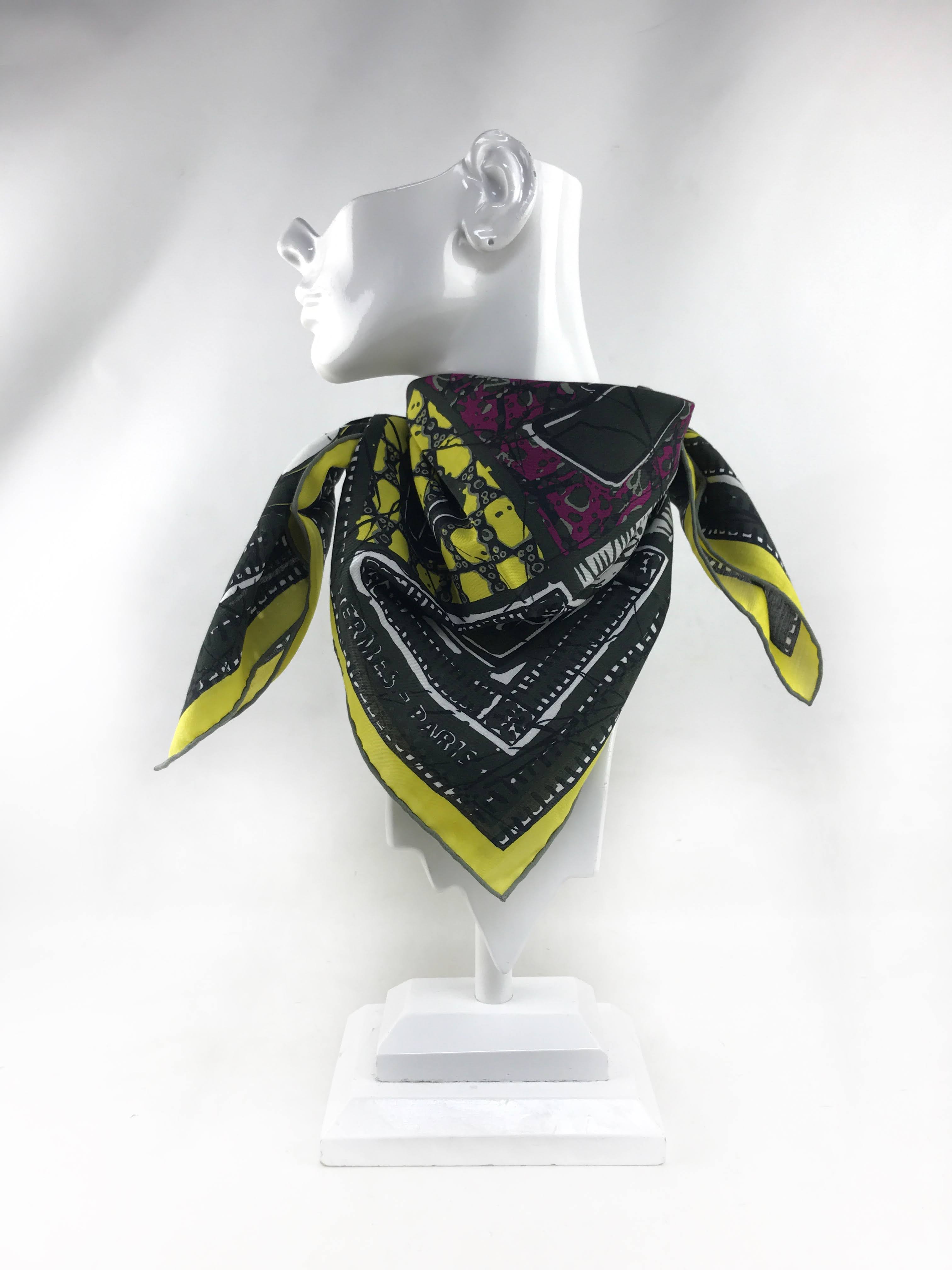 Green/Yellow/Fuschia Le Boubou H Cotton Scarf