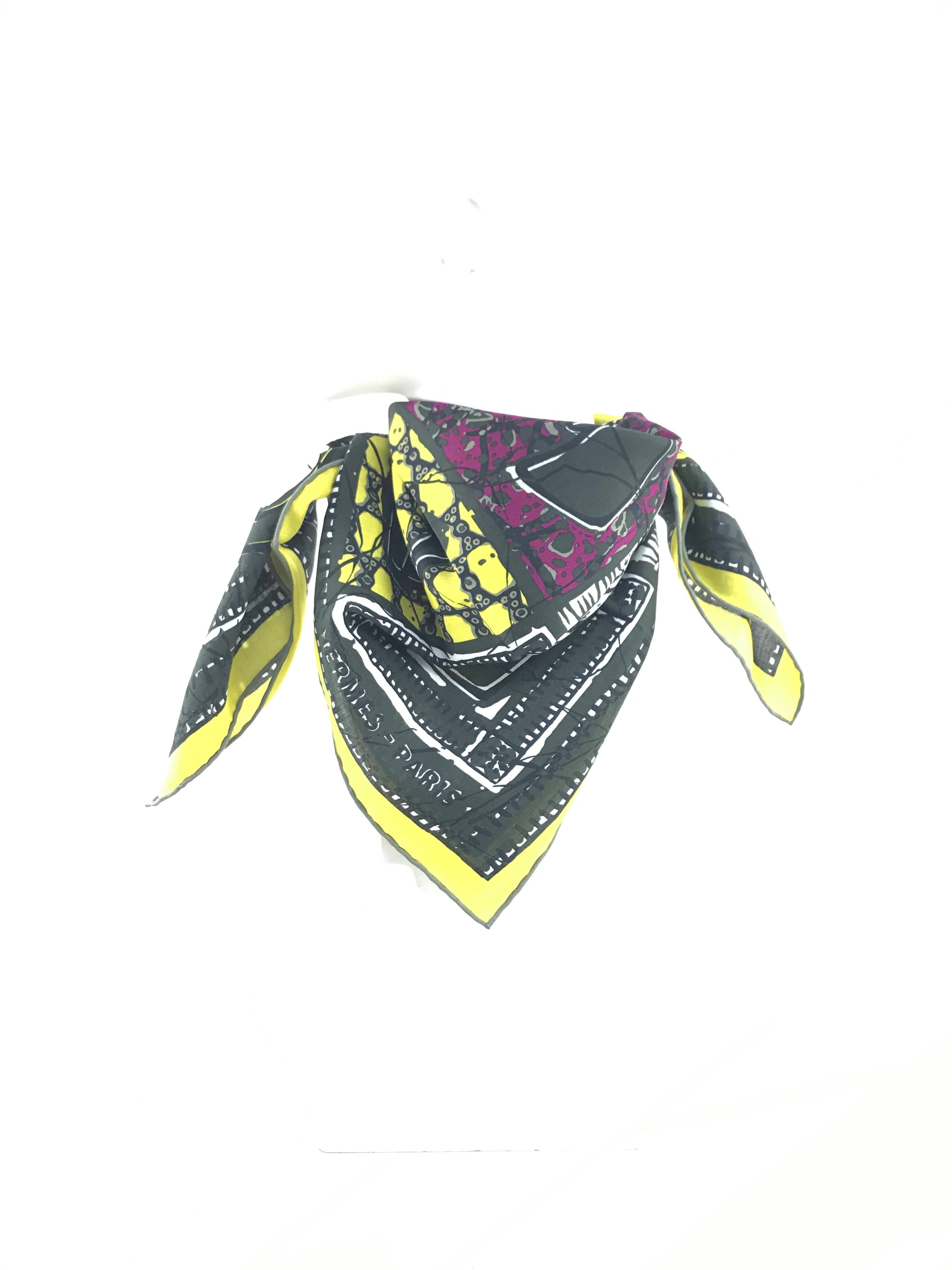 Green/Yellow/Fuschia Le Boubou H Cotton Scarf