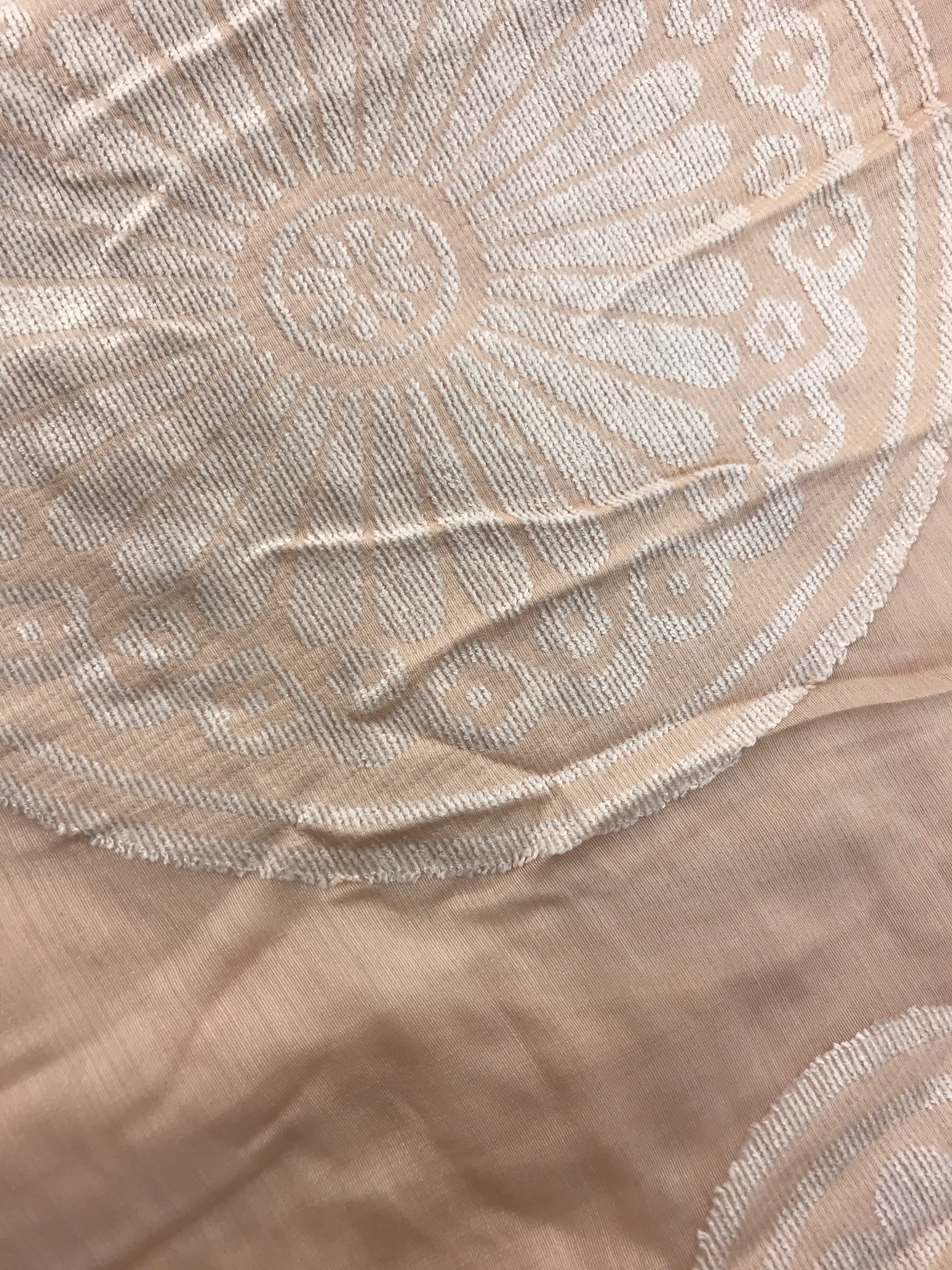 Light Pink/Nude Large Circle-Jacquard Embroidered Wool/Silk Shawl