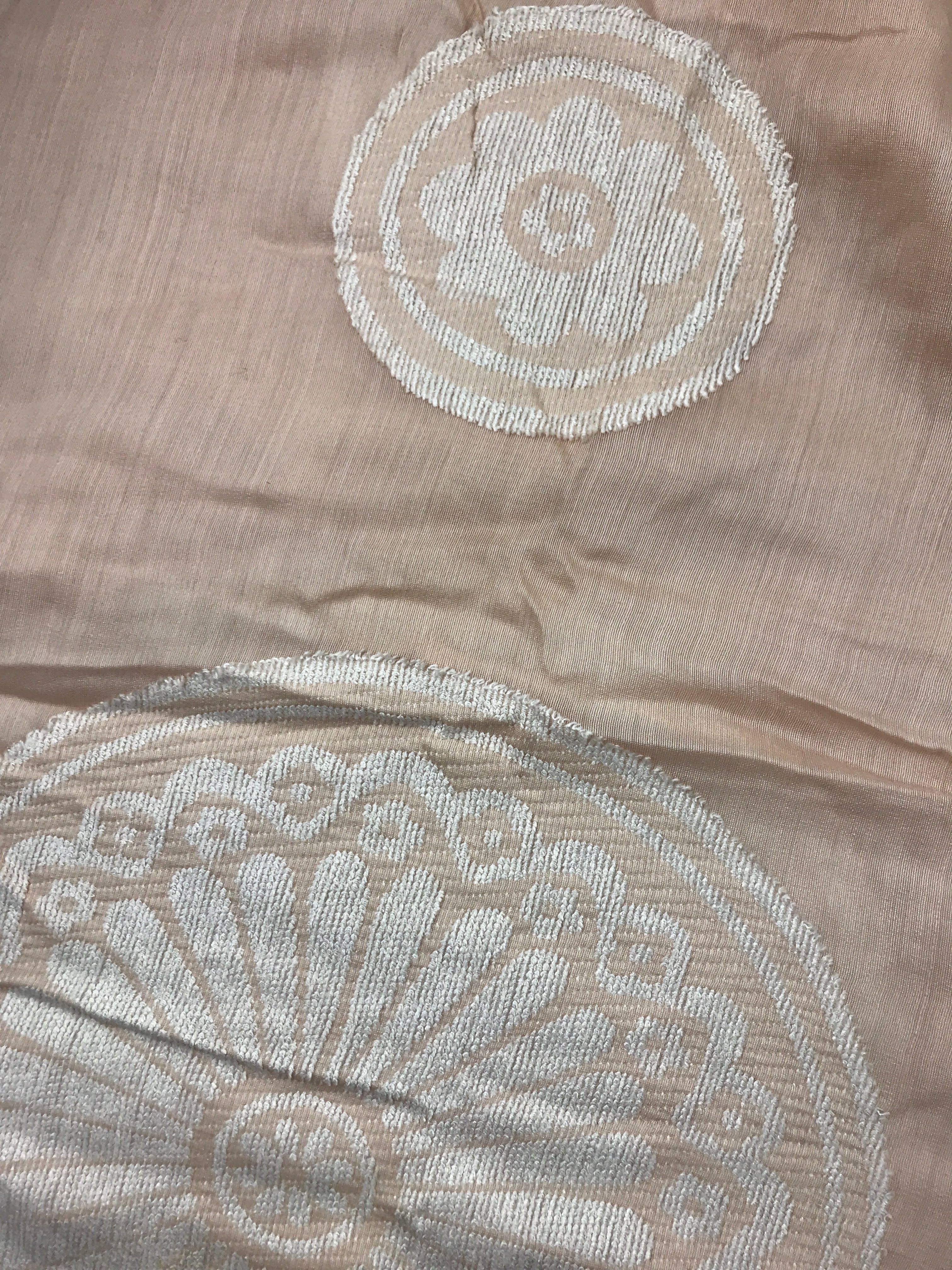 Light Pink/Nude Large Circle-Jacquard Embroidered Wool/Silk Shawl